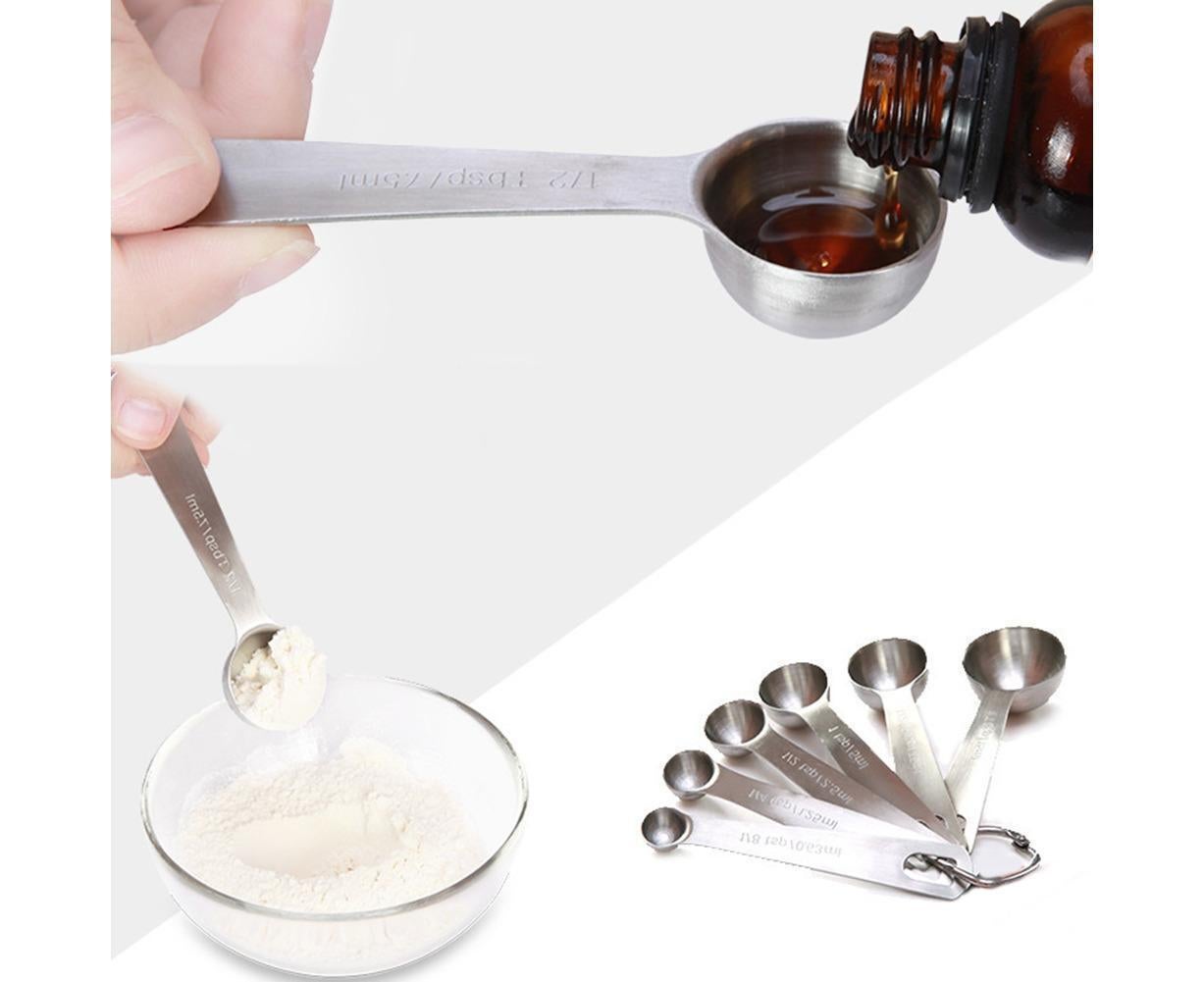 6Pcs Stainless Steel Measuring Spoons Set Measure Baking Coffee Kitchen Tool - Image 4