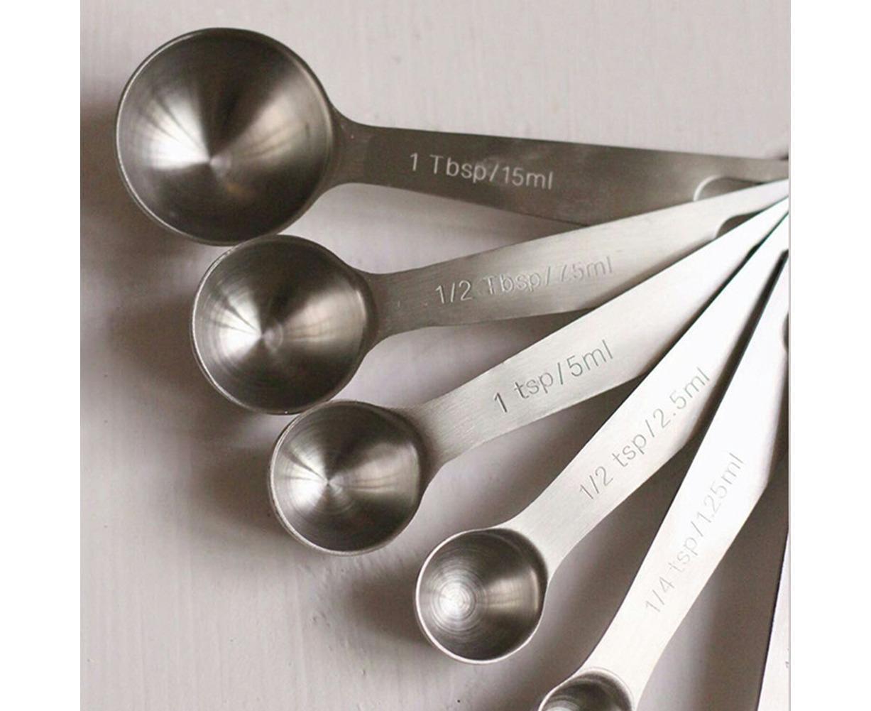 6Pcs Stainless Steel Measuring Spoons Set Measure Baking Coffee Kitchen Tool - Image 8