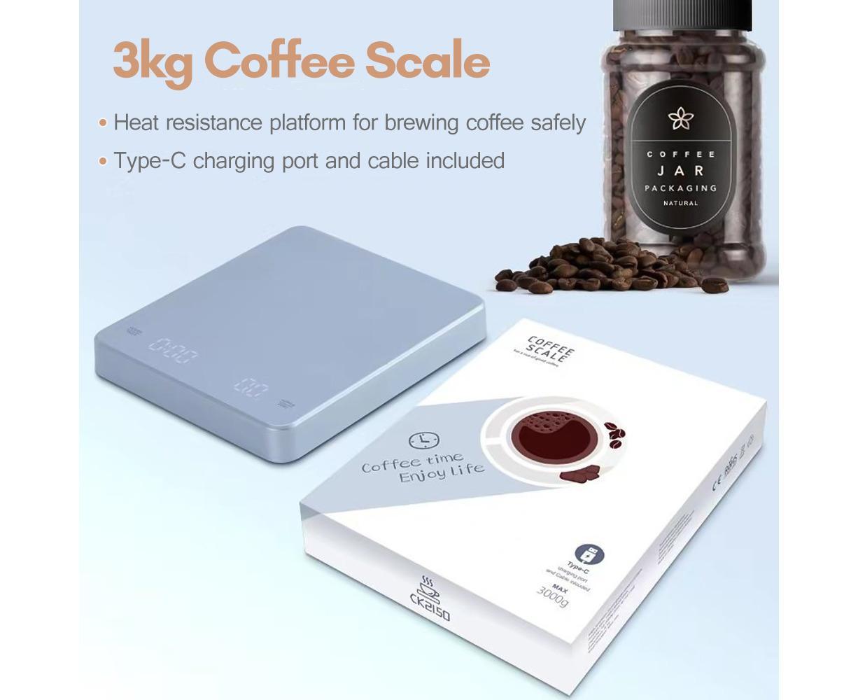 Digital Coffee Scale with Timer LED Screen Espresso Scale Built-in Battery 3kg Max.Weighing 0.1g High Precision Measures in oz/ml/g Kitchen - Image 4