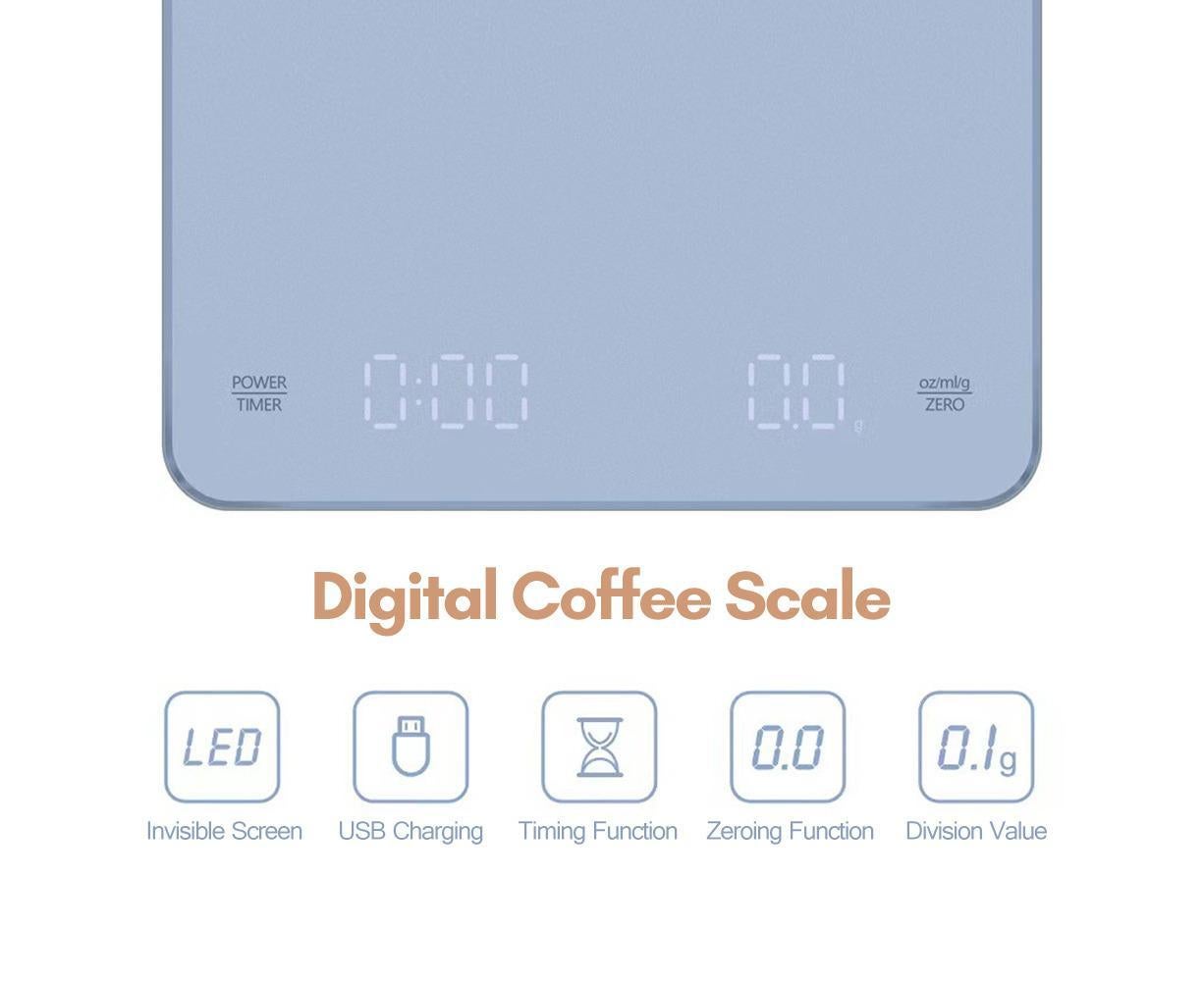 Digital Coffee Scale with Timer LED Screen Espresso Scale Built-in Battery 3kg Max.Weighing 0.1g High Precision Measures in oz/ml/g Kitchen - Image 6