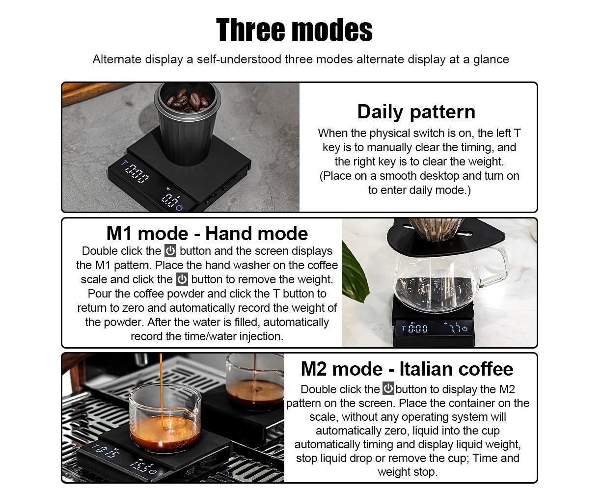Mini Coffee Scale with Timer, 2kg/0.1g Accurate 3 Modes Type-C Rechargeable Portable Digital Scale for Espresso and Pour Over Coffee with - Image 4