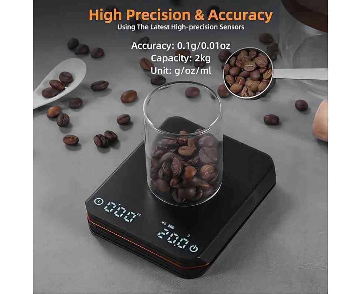Coffee Scale with Timer 2000g/0.1g Rechargeable Espresso Scale Portable Digital Kitchen Scale with 3 Timing Mode g/oz/ml Unit Switching - Image 5
