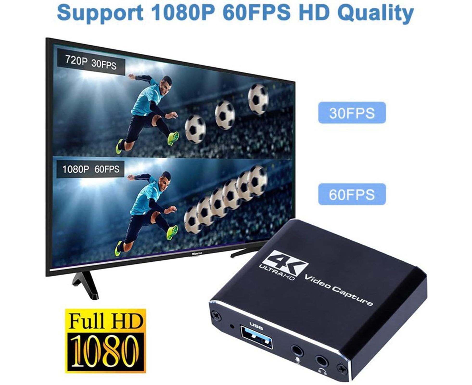 4K HDMI-compatible USB2.0 Video Capture Card Game Live Streaming Recording Box Adapter - Black - Image 5