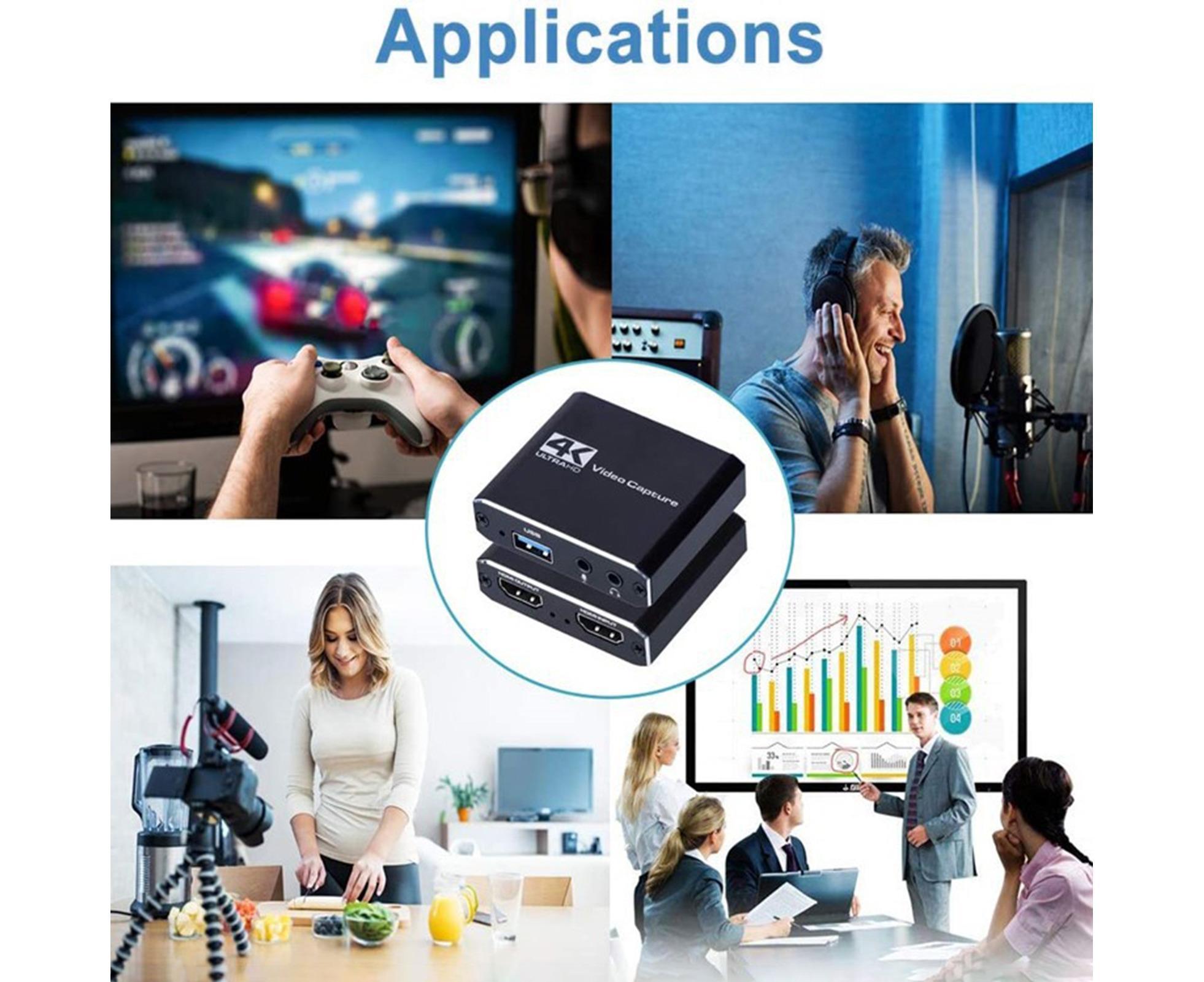 4K HDMI-compatible USB2.0 Video Capture Card Game Live Streaming Recording Box Adapter - Black - Image 6