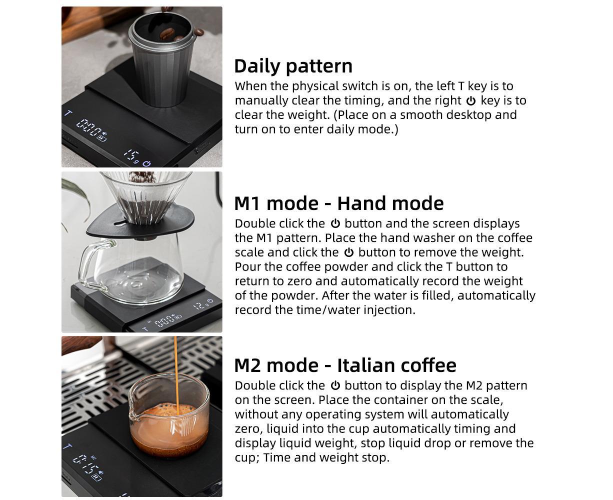 Mini Coffee Scale with Timer, 2kg/0.1g Accurate 3 Modes Type-C Rechargeable Portable Digital Scale for Espresso and Pour Over Coffee with - Image 3