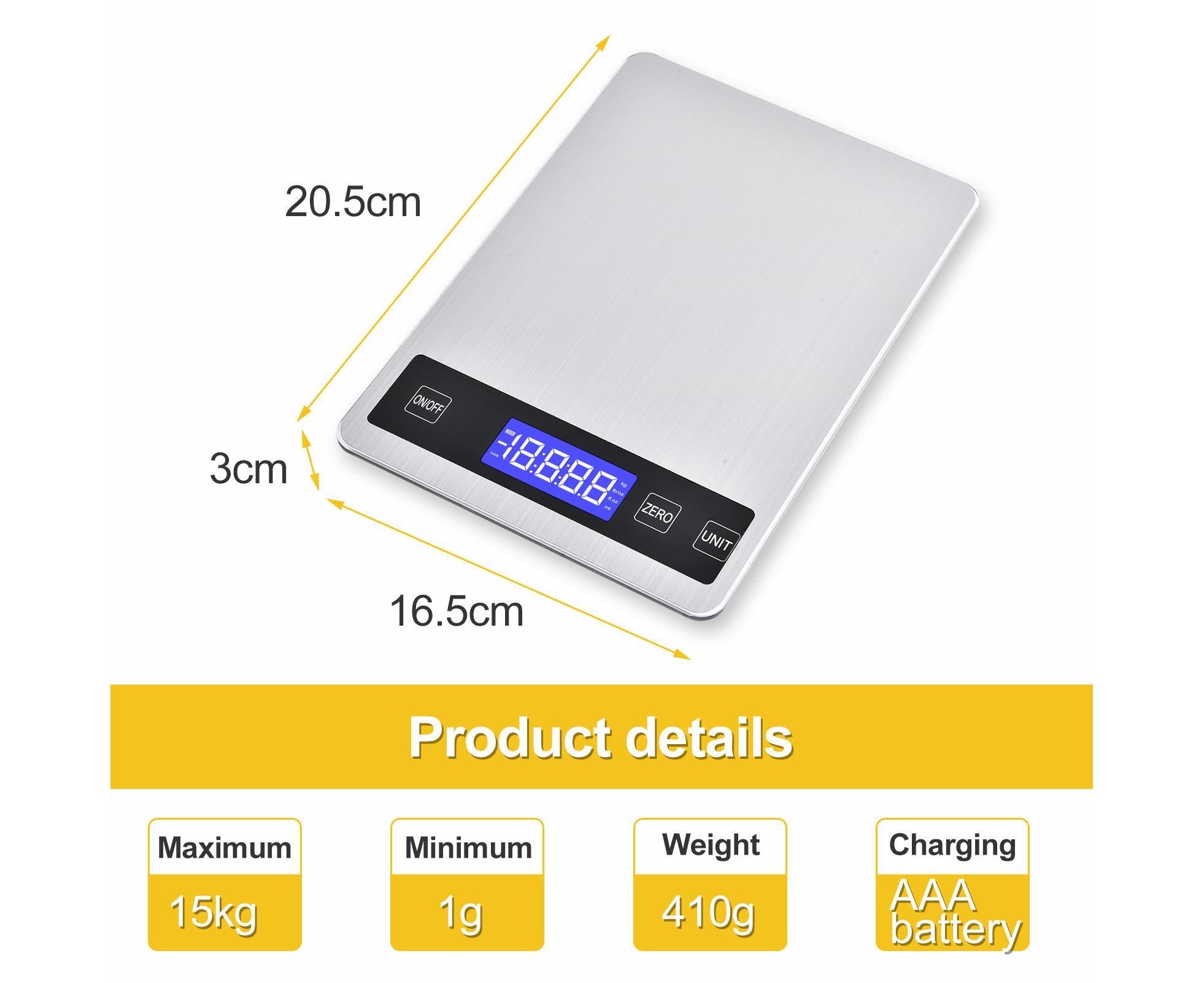 Kitchen Scale Durable Lightweight Electronic Scale Stainless Steel Fast Digital Weight Measure Tool - Image 1