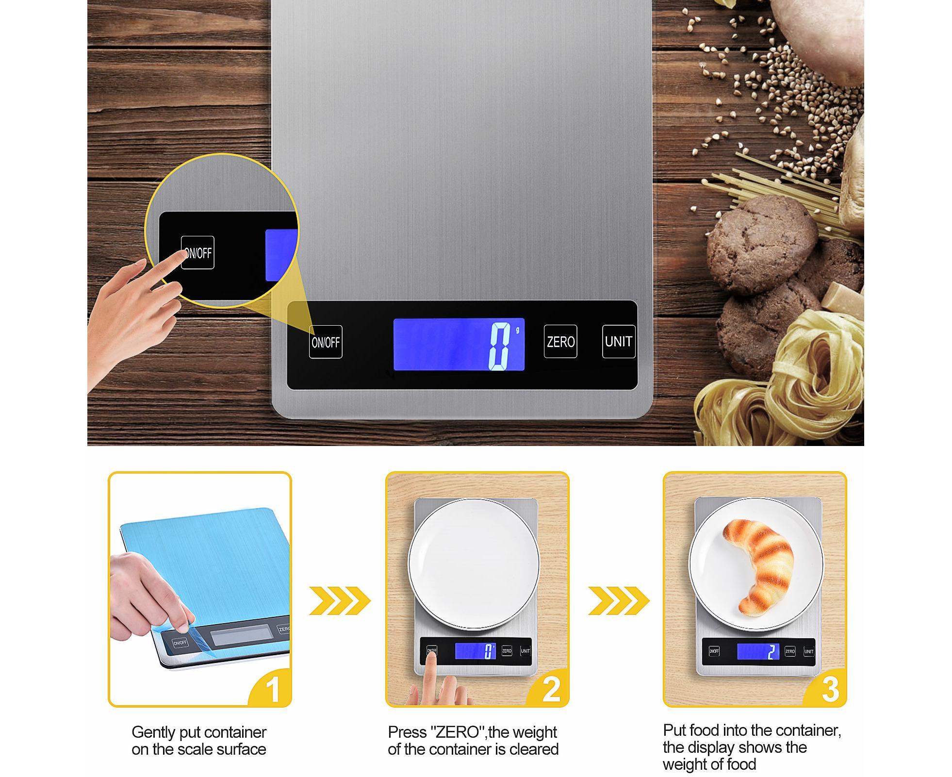 Kitchen Scale Durable Lightweight Electronic Scale Stainless Steel Fast Digital Weight Measure Tool - Image 2