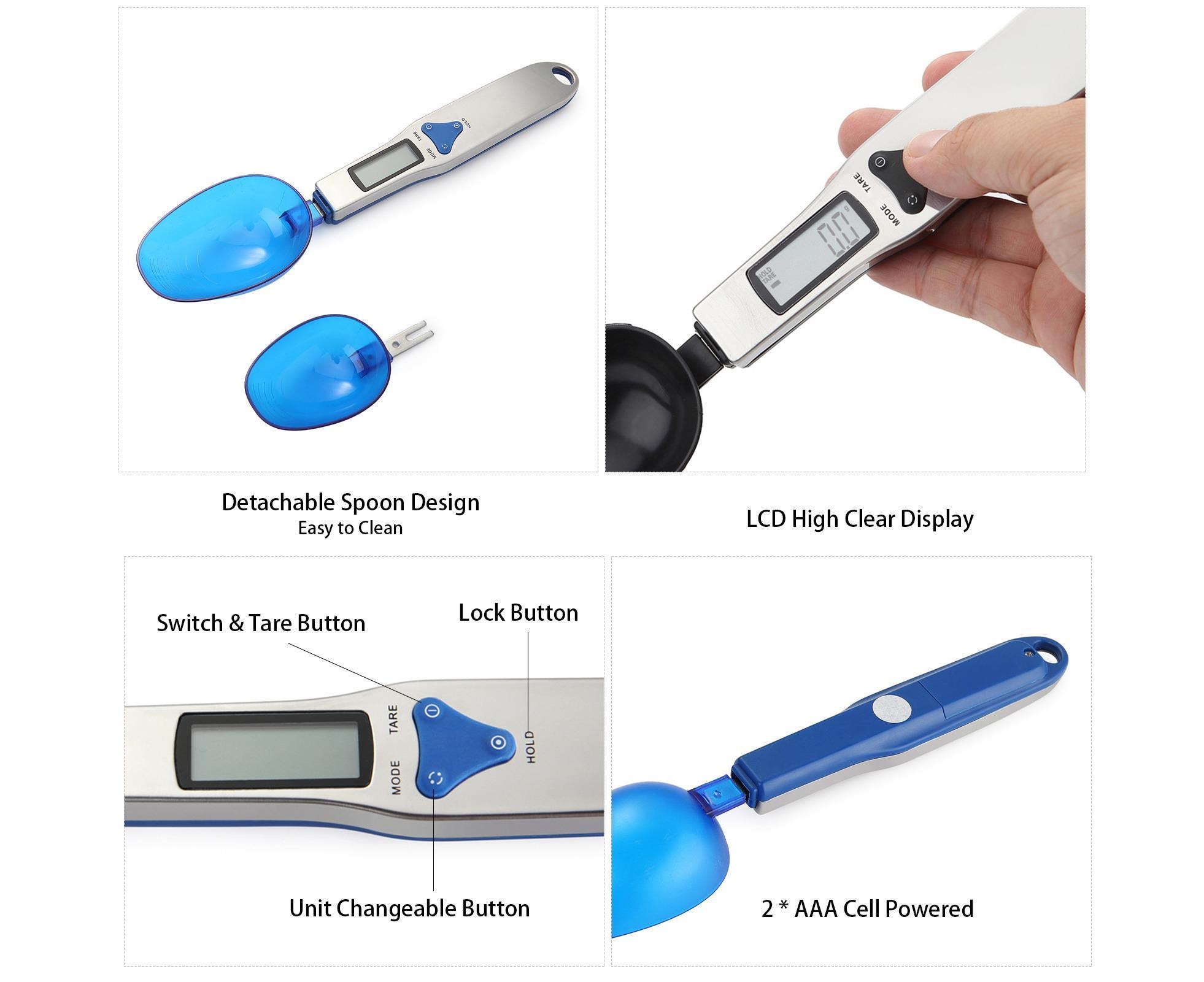 Food Baking Spoon Scale Mini Electronic Scale 500g/0.1g/ 2 * AAA B-attery Cell Powered Operated/ 4 Unit Changeable/ LCD Display/ Deatchable - Image 5