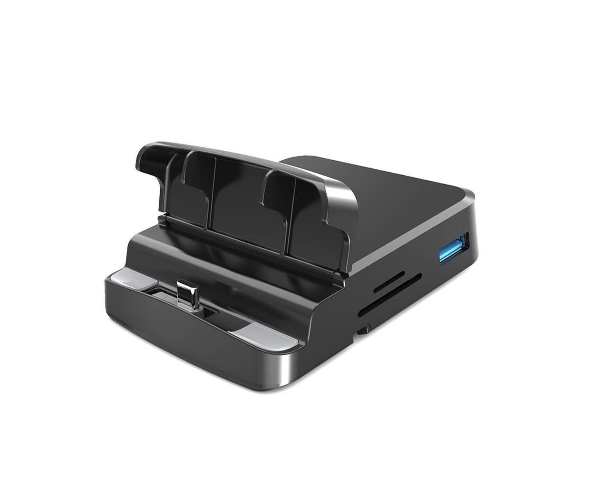 5 in1 Type C to HDMI-compatible Adapter USB 3.0/2.0 TFCard Slot Converter Holder - Black - Image 2