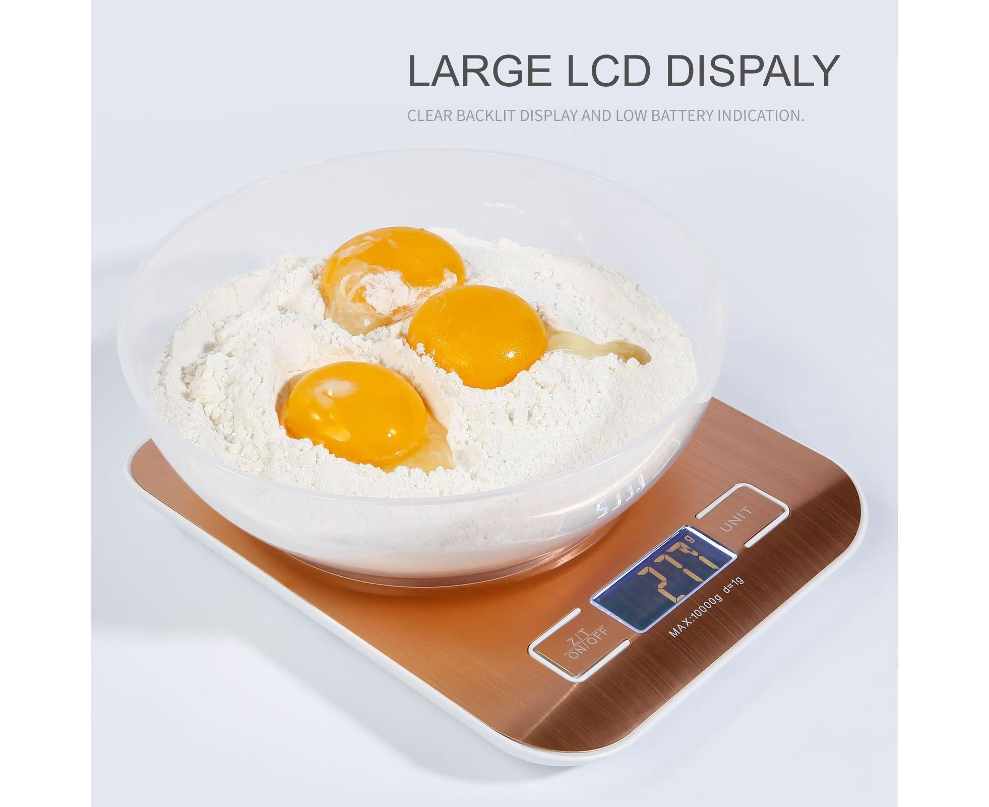22lb Food Scale Digital Kitchen Scale LCD Display Scale Weight KG G oz ml lb for Baking and Cooking Stainless Steel Portable Food Scale 1g - Image 5