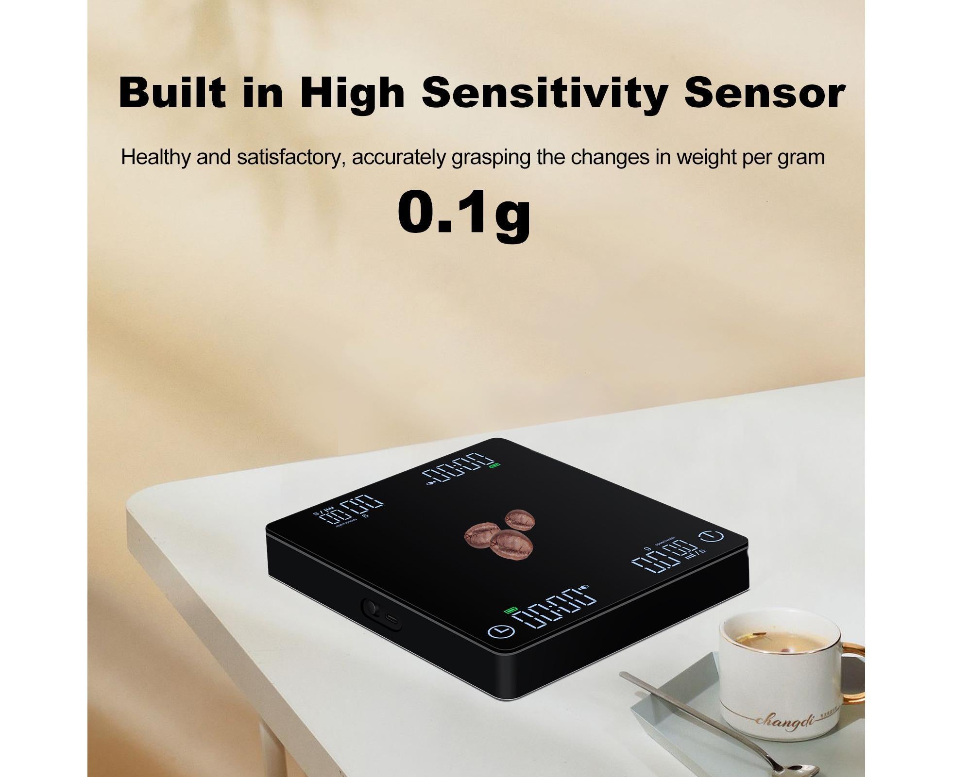 Coffee Scale with Wireless Display 3kg/0.1g High Precision Espresso Scale Rechargeable Digital Kitchen Scale Tare and Zero Unit Switching - Image 5