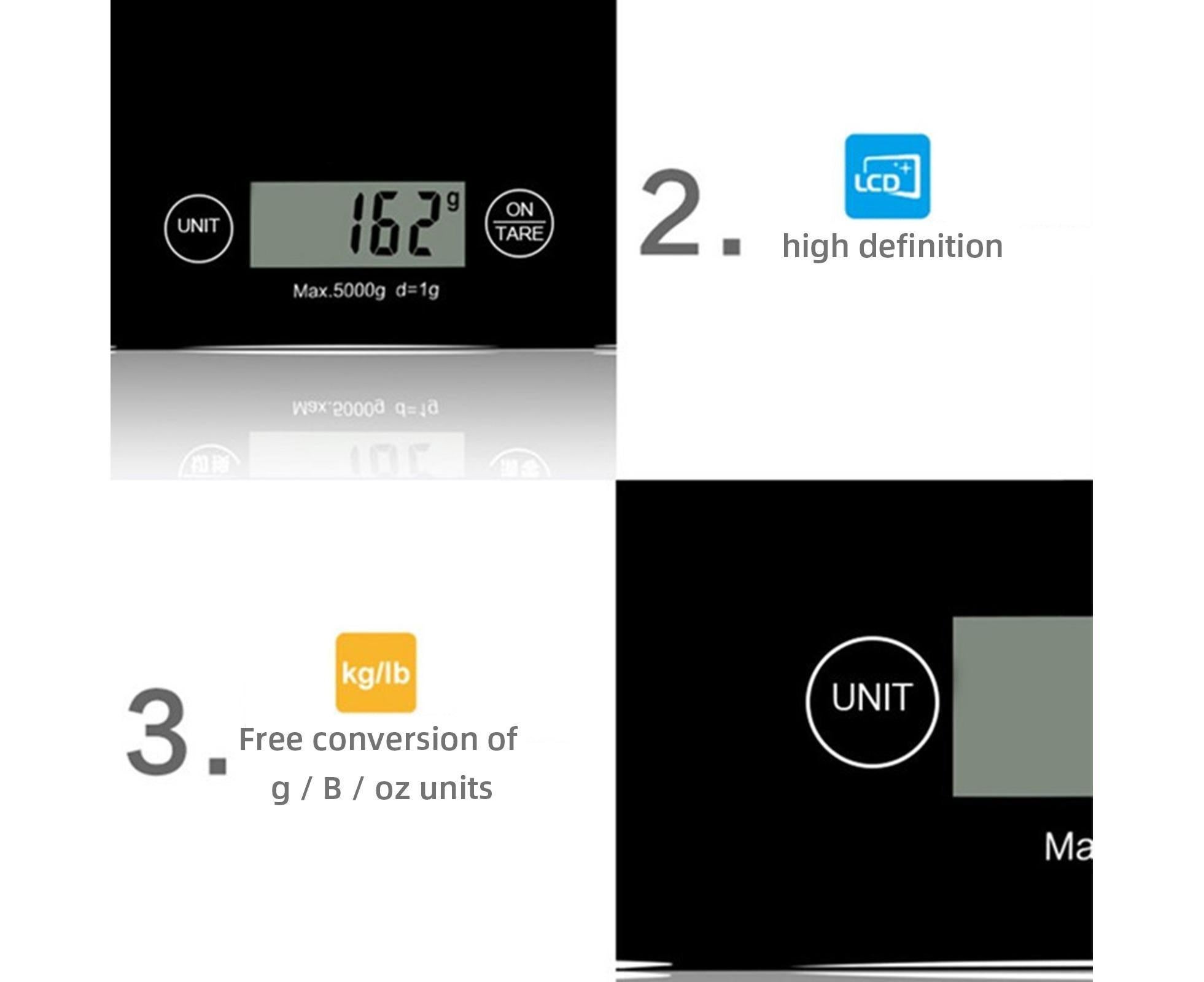 Digital Food Kitchen Scale Touch Control Multifunction Scale Measures in Grams & Ounces for Cooking Baking - Image 5