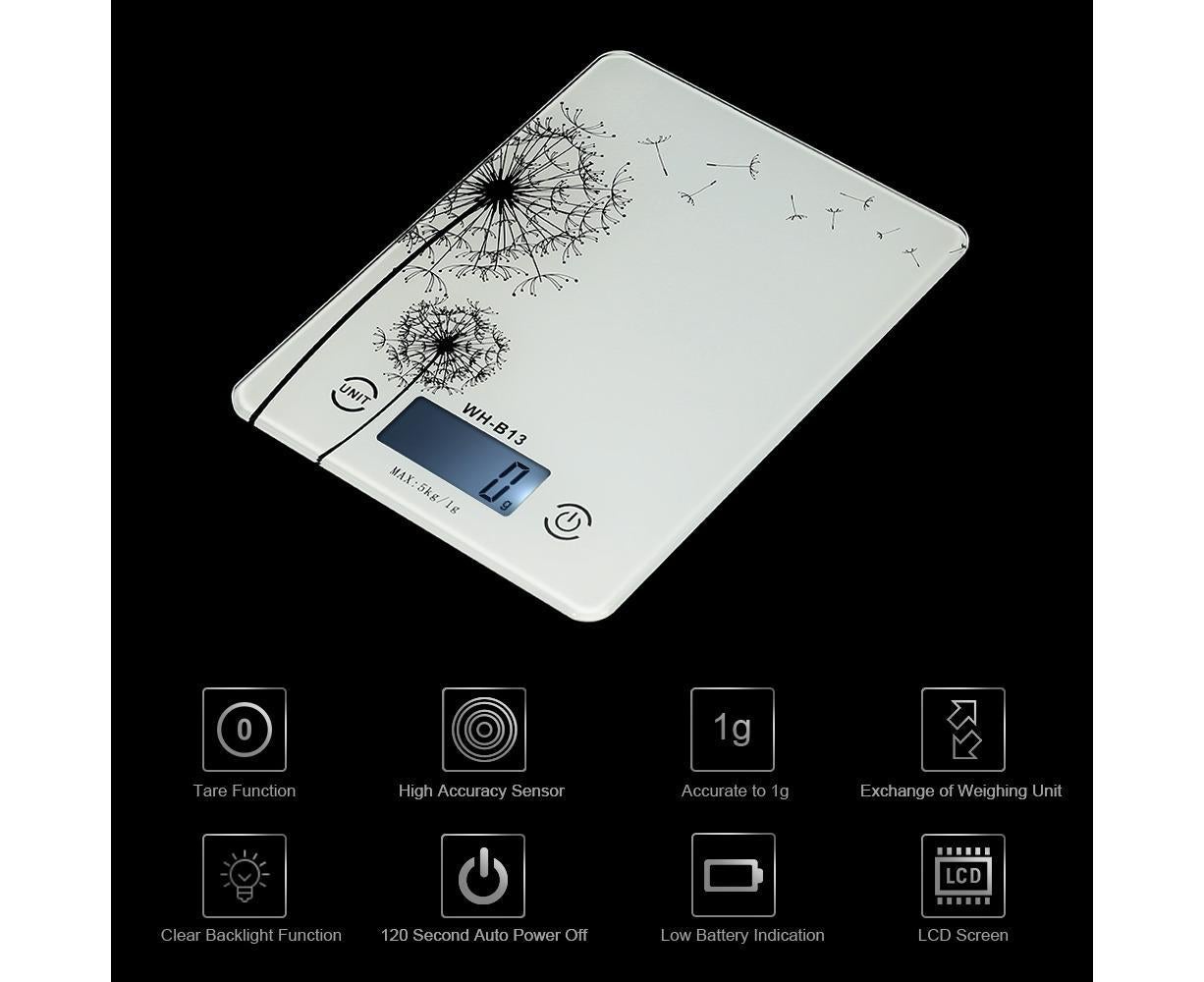 5KG/1G Accurate Touch Screen LCD Backlight Digital Kitchen Food Scale G/LB/OZ Electronic Weight Balance for Baking Cooking Tare Function - White Variant Size Value white - Image 2