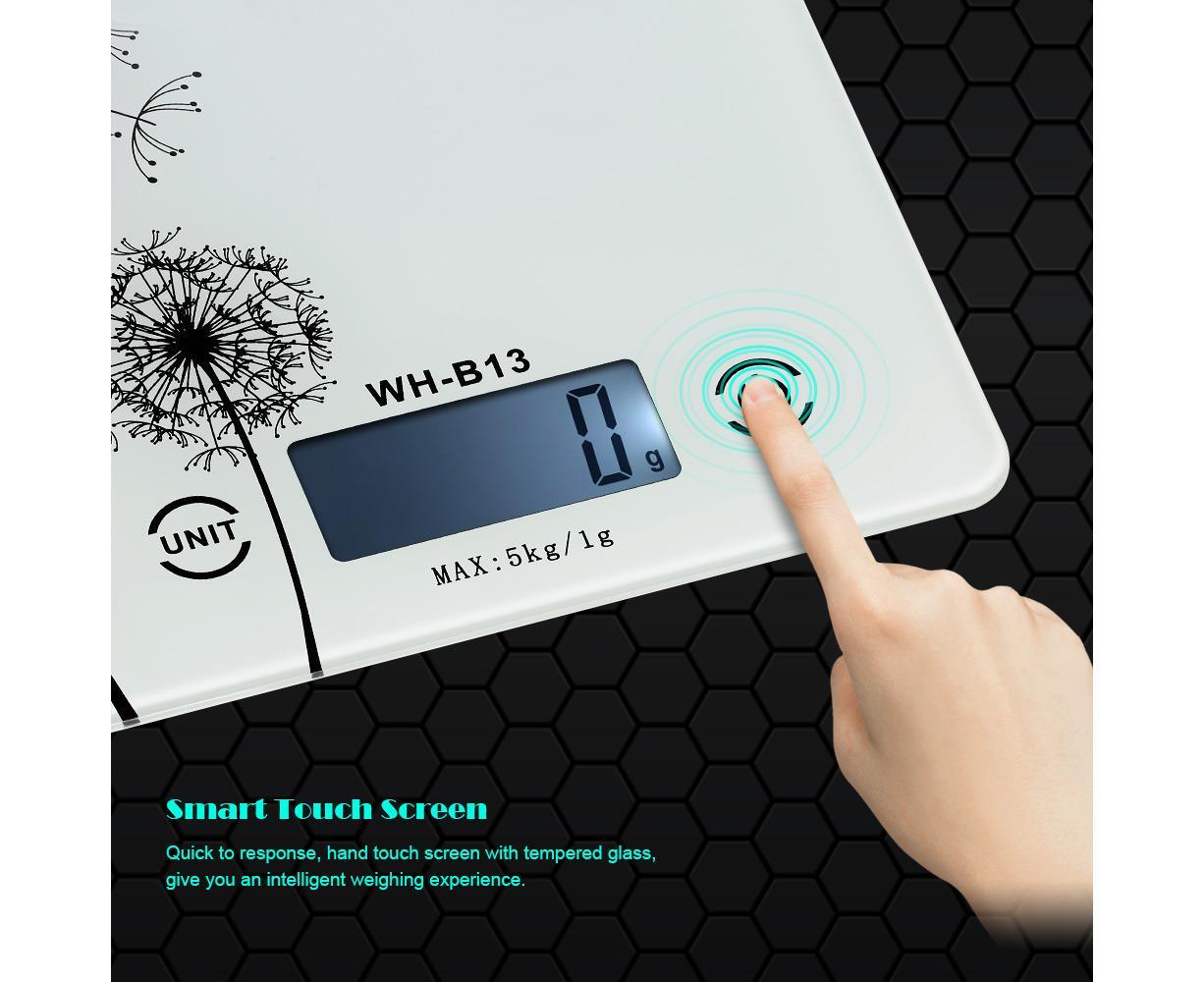 5KG/1G Accurate Touch Screen LCD Backlight Digital Kitchen Food Scale G/LB/OZ Electronic Weight Balance for Baking Cooking Tare Function - White Variant Size Value white - Image 3