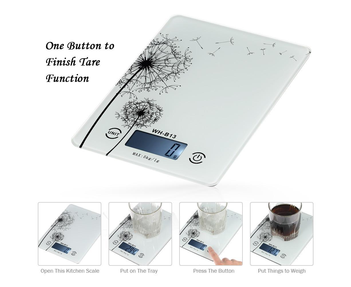 5KG/1G Accurate Touch Screen LCD Backlight Digital Kitchen Food Scale G/LB/OZ Electronic Weight Balance for Baking Cooking Tare Function - White Variant Size Value white - Image 4