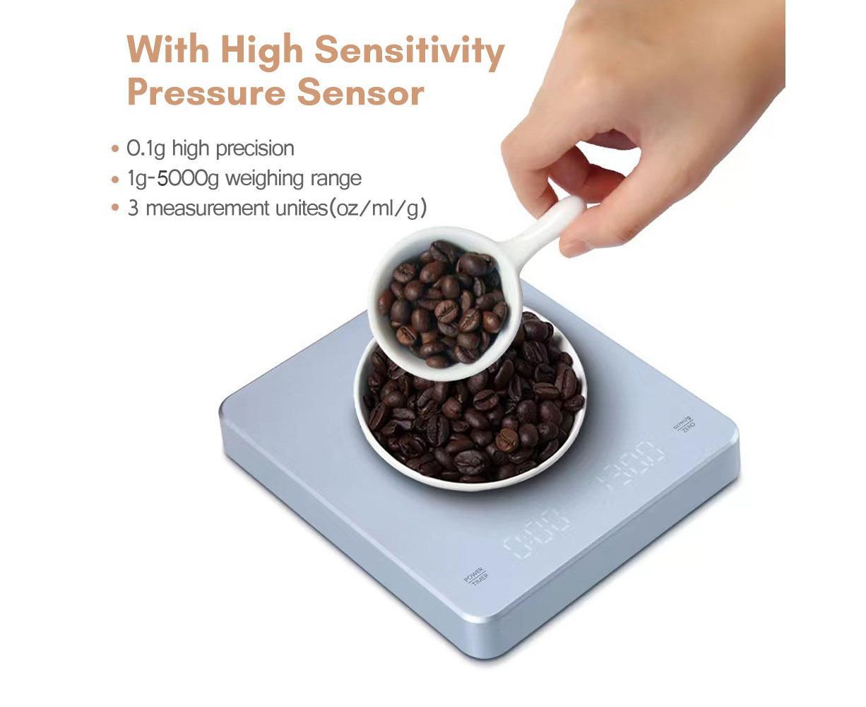 Digital Coffee Scale with Timer LED Screen Espresso Scale Built-in Battery 5kg Max.Weighing 0.1g High Precision Measures in oz/ml/g Kitchen - Image 2