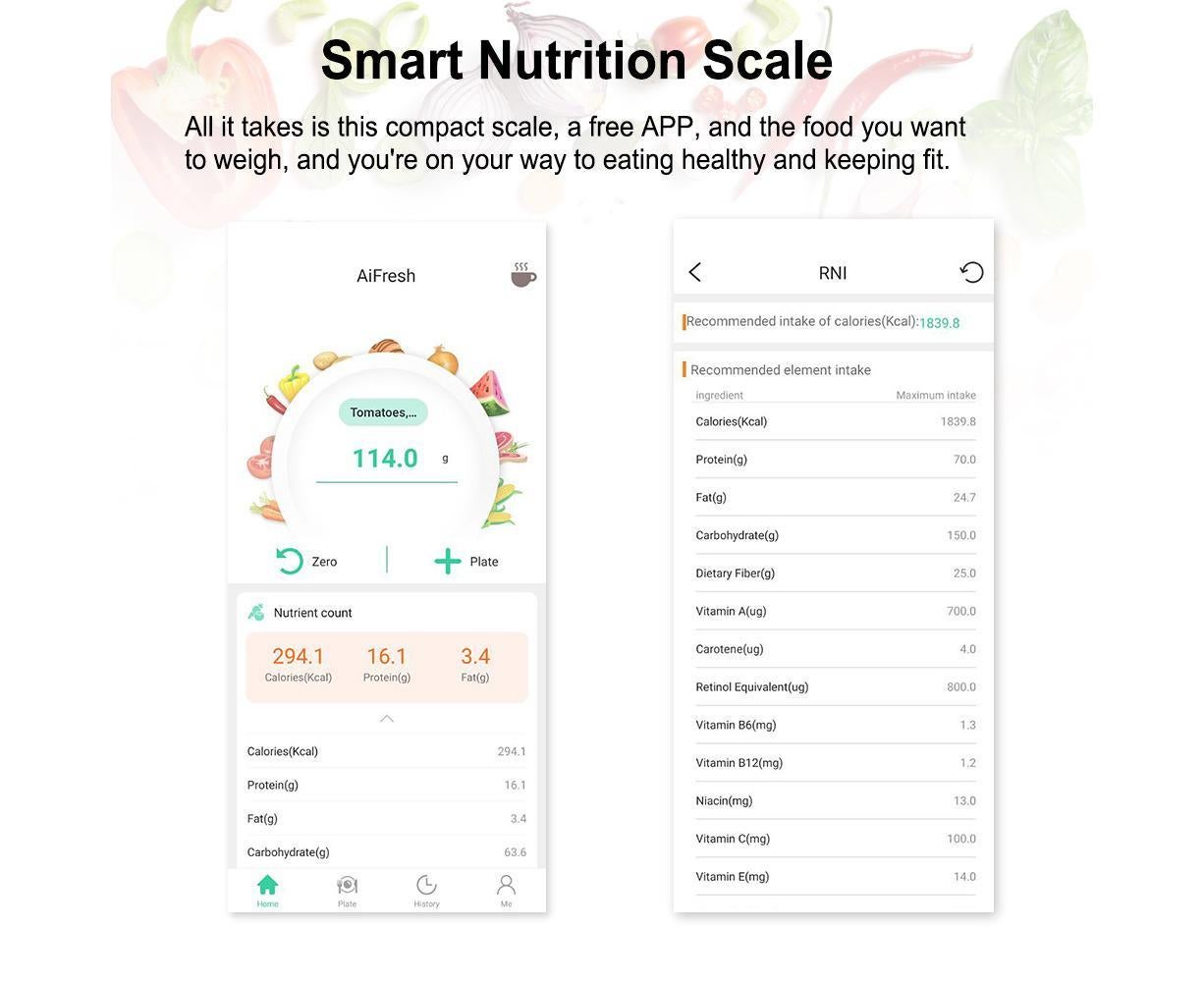 Food Nutrition Scale Food Kitchen Scale BT Digital Kitchen Scale with Nutritional Calculator and Timer 3kg/0.1g Touch Control 5 Units USB - Image 4