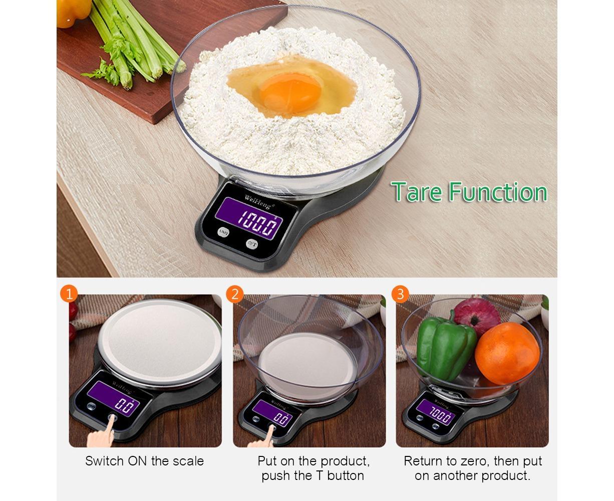 WeiHeng 1g to 5kg Kitchen Food Scale with Weighing Bowl Variant Size Value 1g to 5kg - Image 3