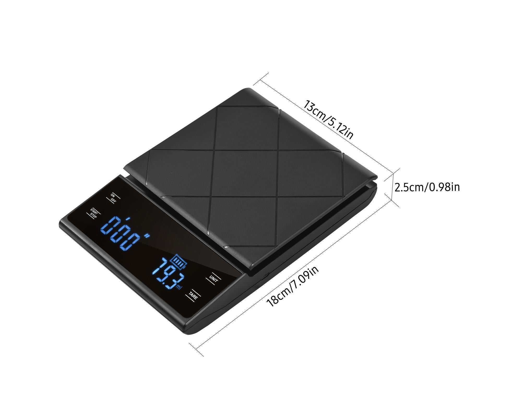 Digital LED Touch Kitchen Scale 3kg/ 0.1g High Precision Time Counting Coffee Brewing Scale Portable Electronic Food Scales with Unit Change - Image 3