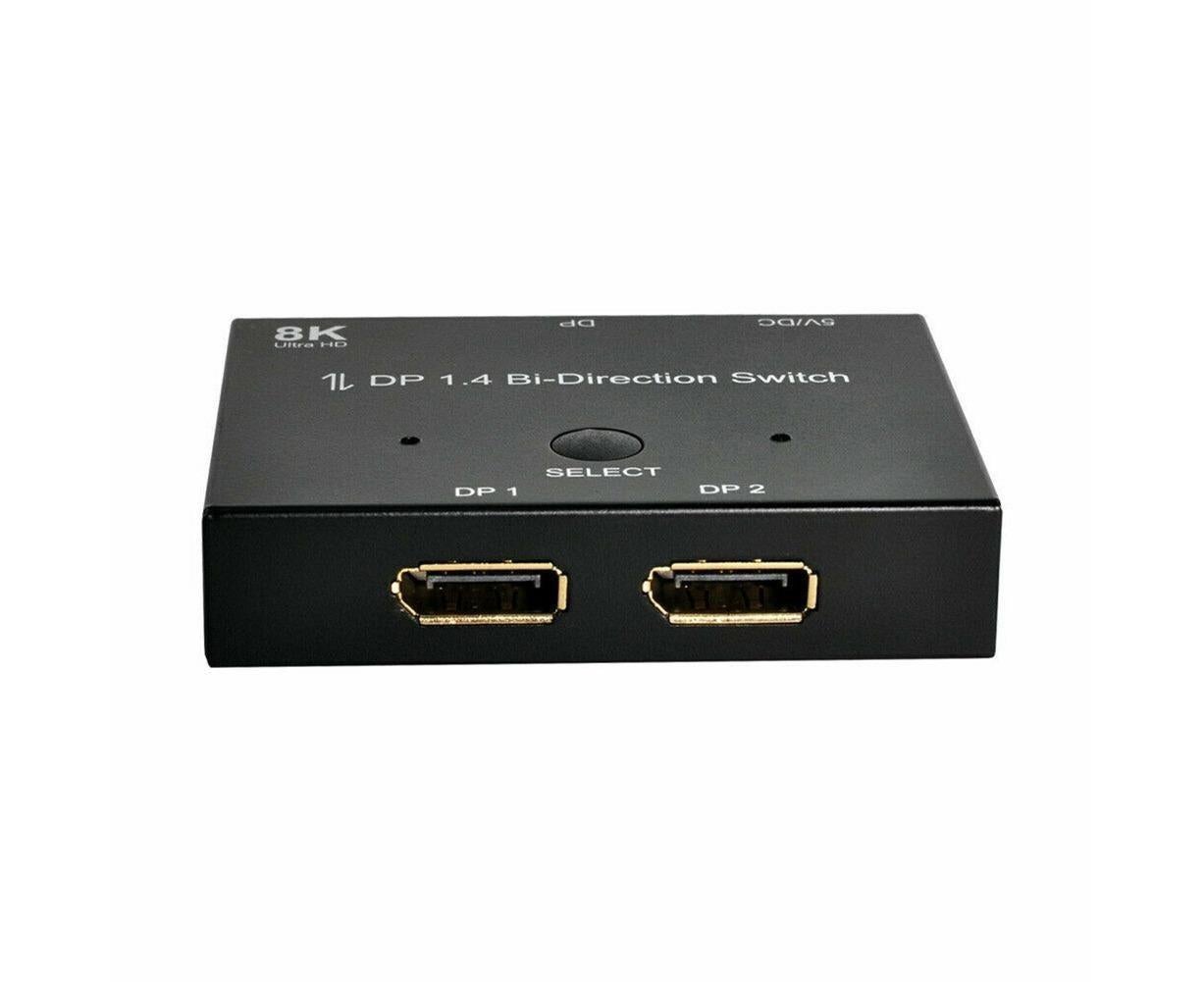 8K DP 1 In 2 Out Displayport Splitter Switch for HDTV Graphics Card Computer - Black - Image 6