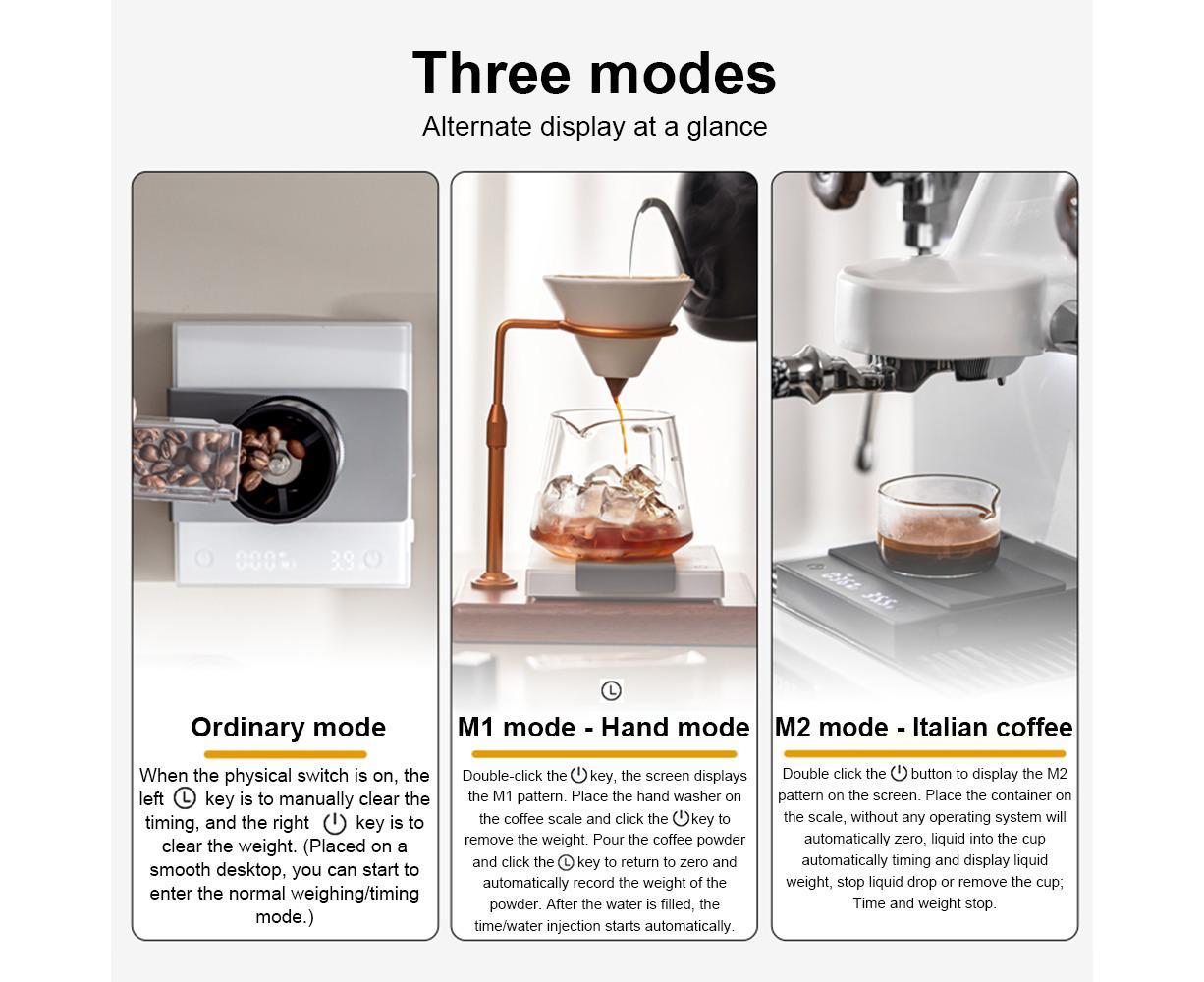 Mini Coffee Scale with Timer, 2kg/0.1g Accurate 3 Modes Type-C Rechargeable Portable Digital Scale for Espresso and Pour Over Coffee with - Image 2
