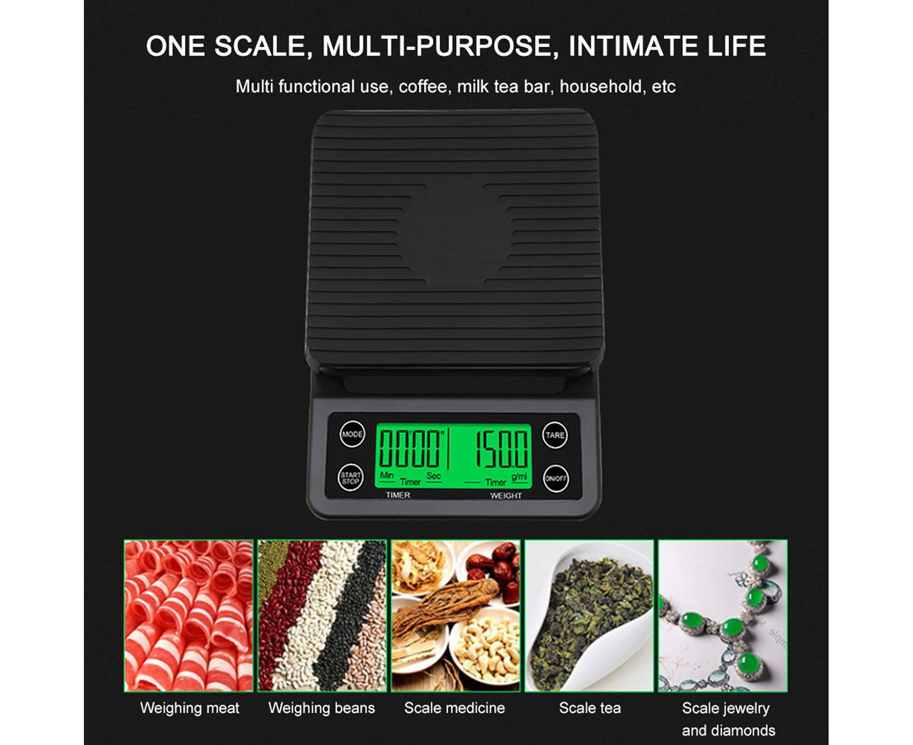 Accurate Electric Kitchen Scale,Coffee Scale with Timer High-precision Kitchen Scale Mini Electronic Platform Scale Food Weighing Scale - Image 4