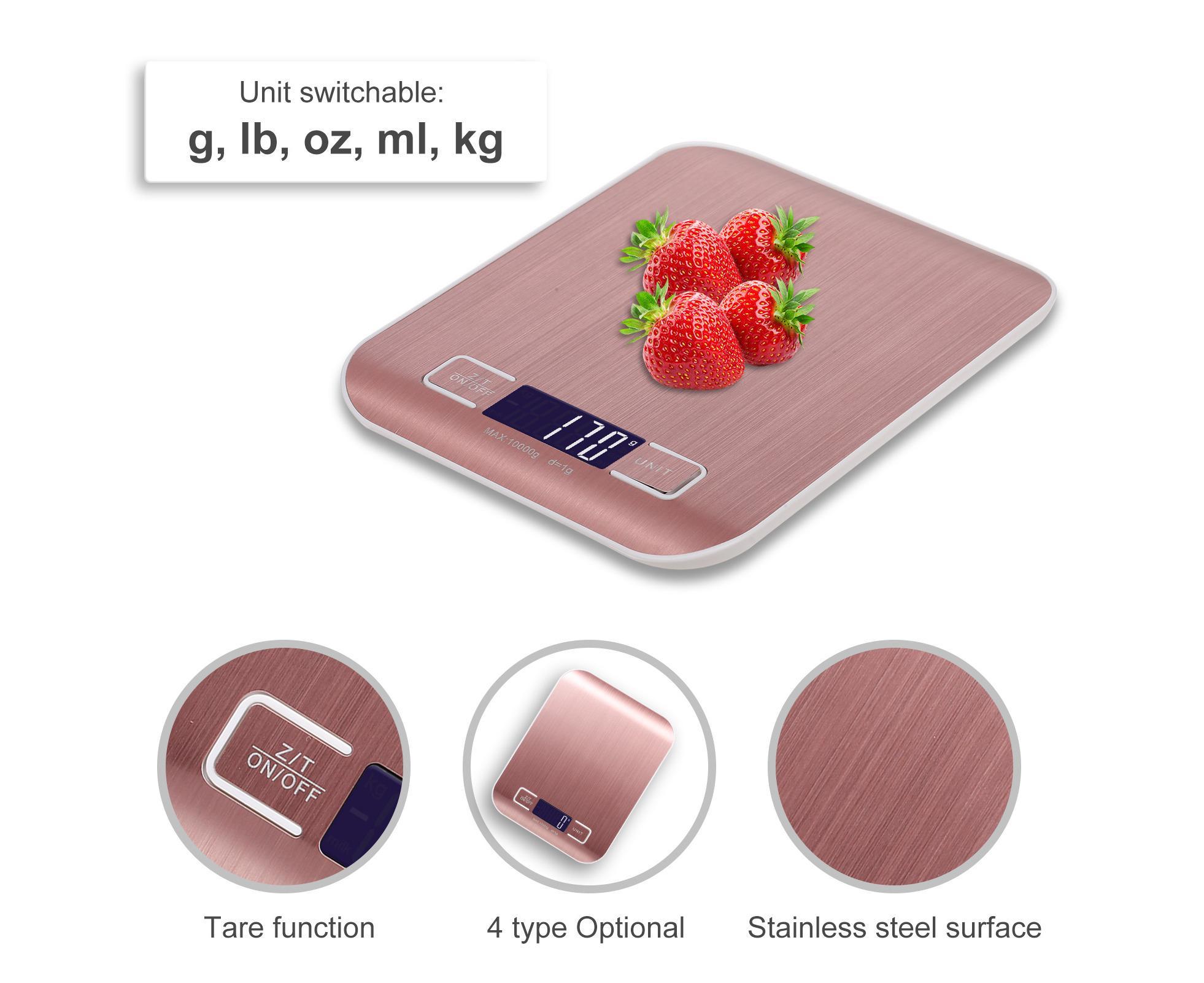 Kitchen Scale Digital Food Scale 10KG Measuring Range for Cooking Baking g lb oz ml kg Milk ml Stainless Steel Rechargeable - Image 4