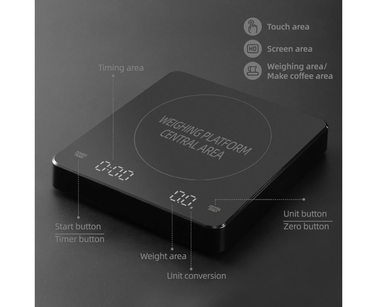 Digital Coffee Scale with Timer LED Screen Espresso Scale Built-in Battery 5kg Max.Weighing 0.1g High Precision Measures in oz/ml/g Kitchen - Image 6