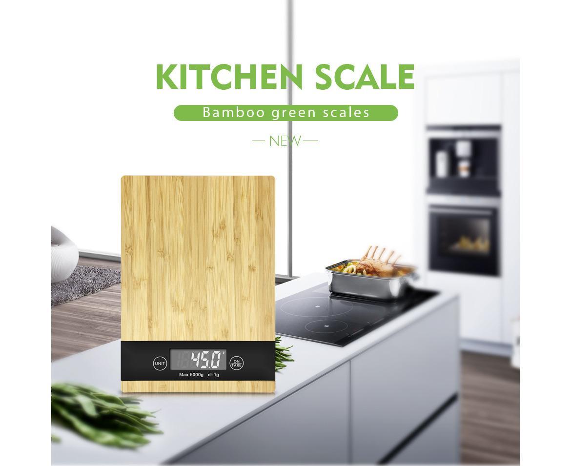 New 5kg food medicine scale baking electronic scale home gram weight scale bamboo panel home kitchen electronic scale Bamboo panel 5kg/1g - Image 3
