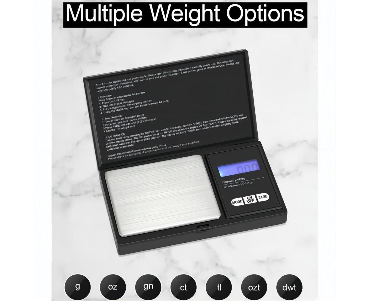 Precision Scale 0.01g, 500g/0.01g, Pocket Scale with LCD Display, Small Jewelry Scale, Kitchen Scale, Precision Scale with Tare Function - Image 2