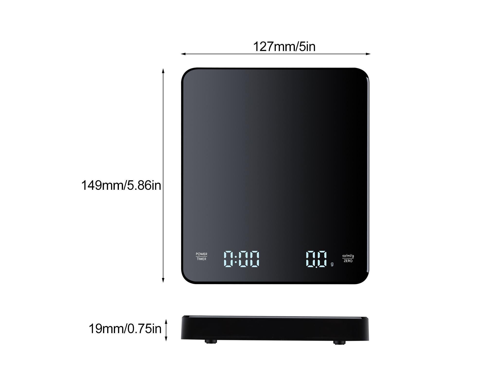 3kg/0.1g Digital Coffee Scale with Timer LED Screen Espresso Scales Rechargeable Electronic Kitchen Scale oz/ml/g High Precision Measuring - Image 3