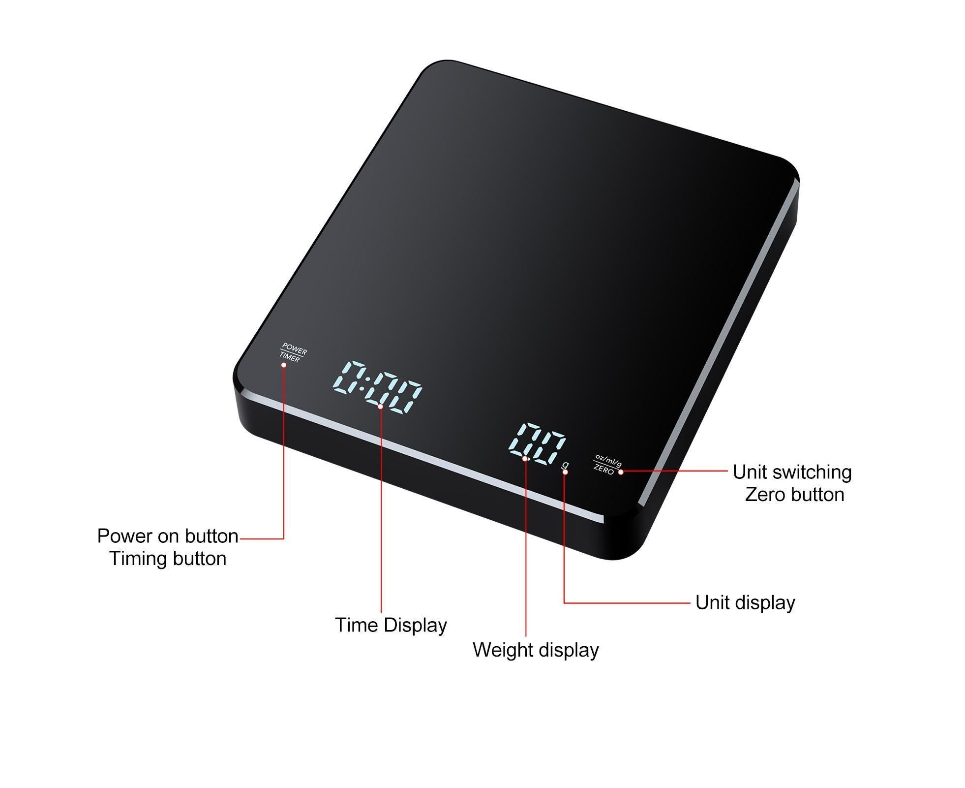 3kg/0.1g Digital Coffee Scale with Timer LED Screen Espresso Scales Rechargeable Electronic Kitchen Scale oz/ml/g High Precision Measuring - Image 4
