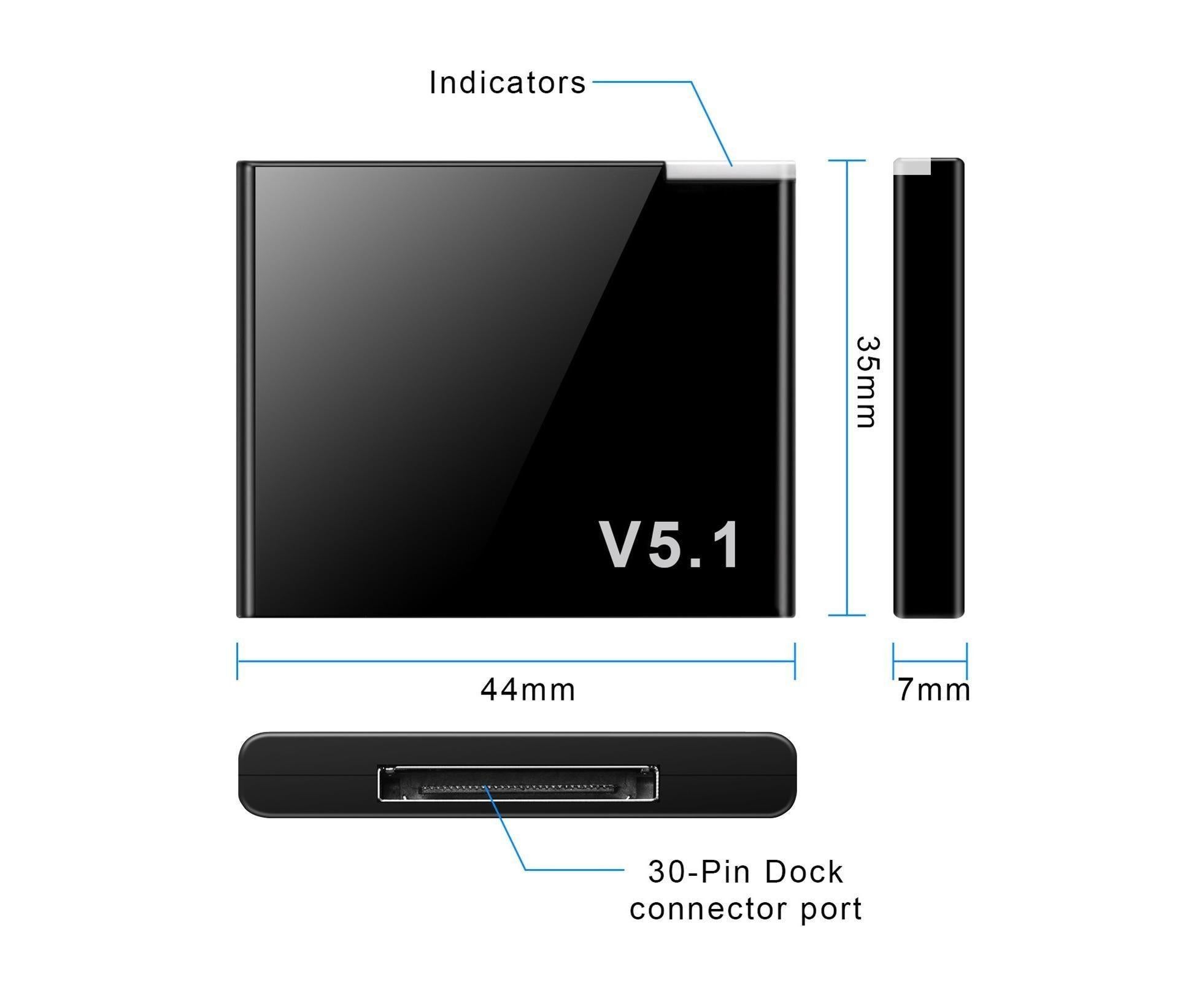 Audio Receiver Quick Transmission High Fidelity Plug Play 30 Pin Bluetooth-compatible5.1  Music Receiver Adapter for Home - Black - Image 7
