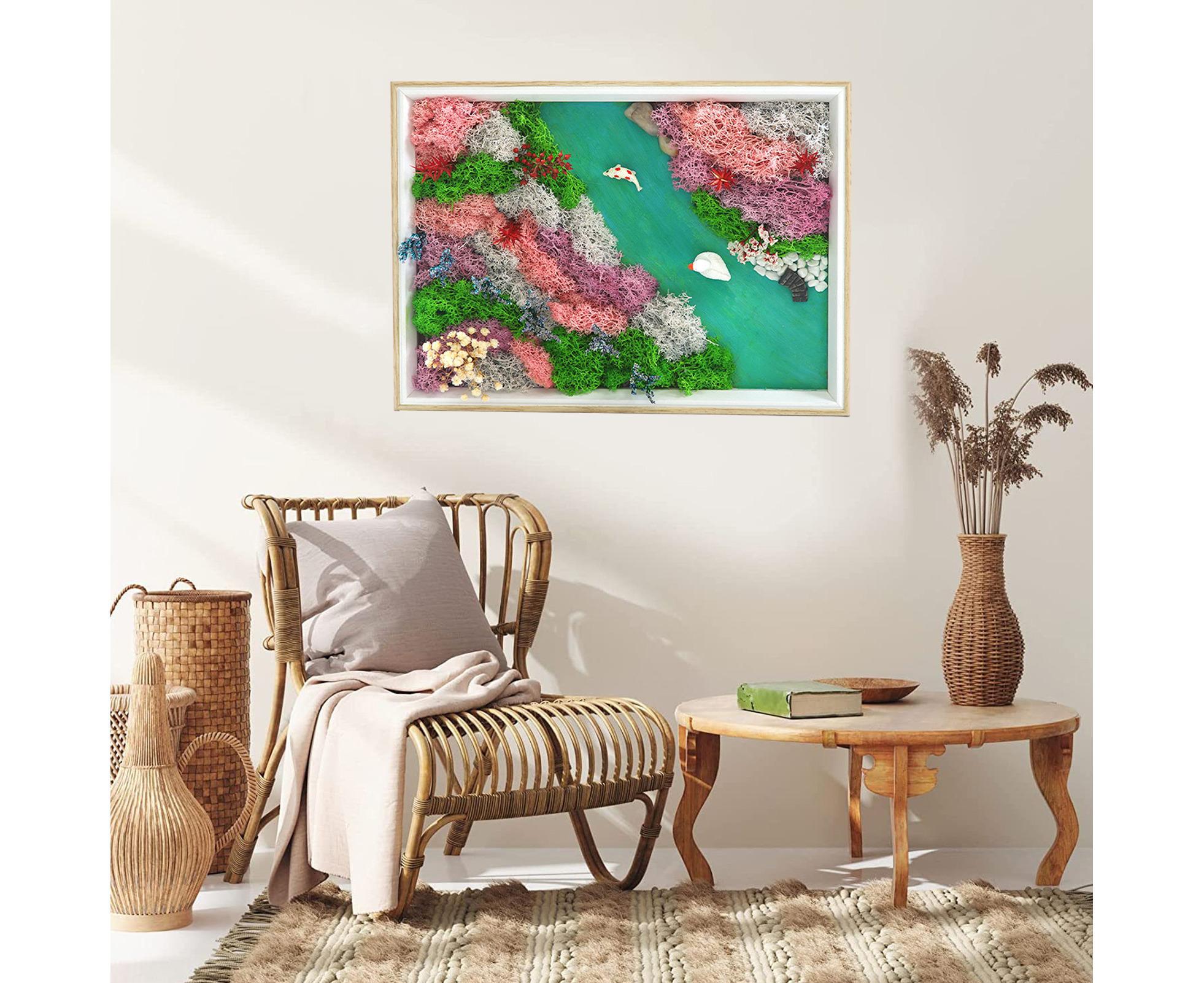 1 Set Everlasting Moss Painting Unique Creative Ocean World Picture with Photo Frame for Home Decoration - Image 4