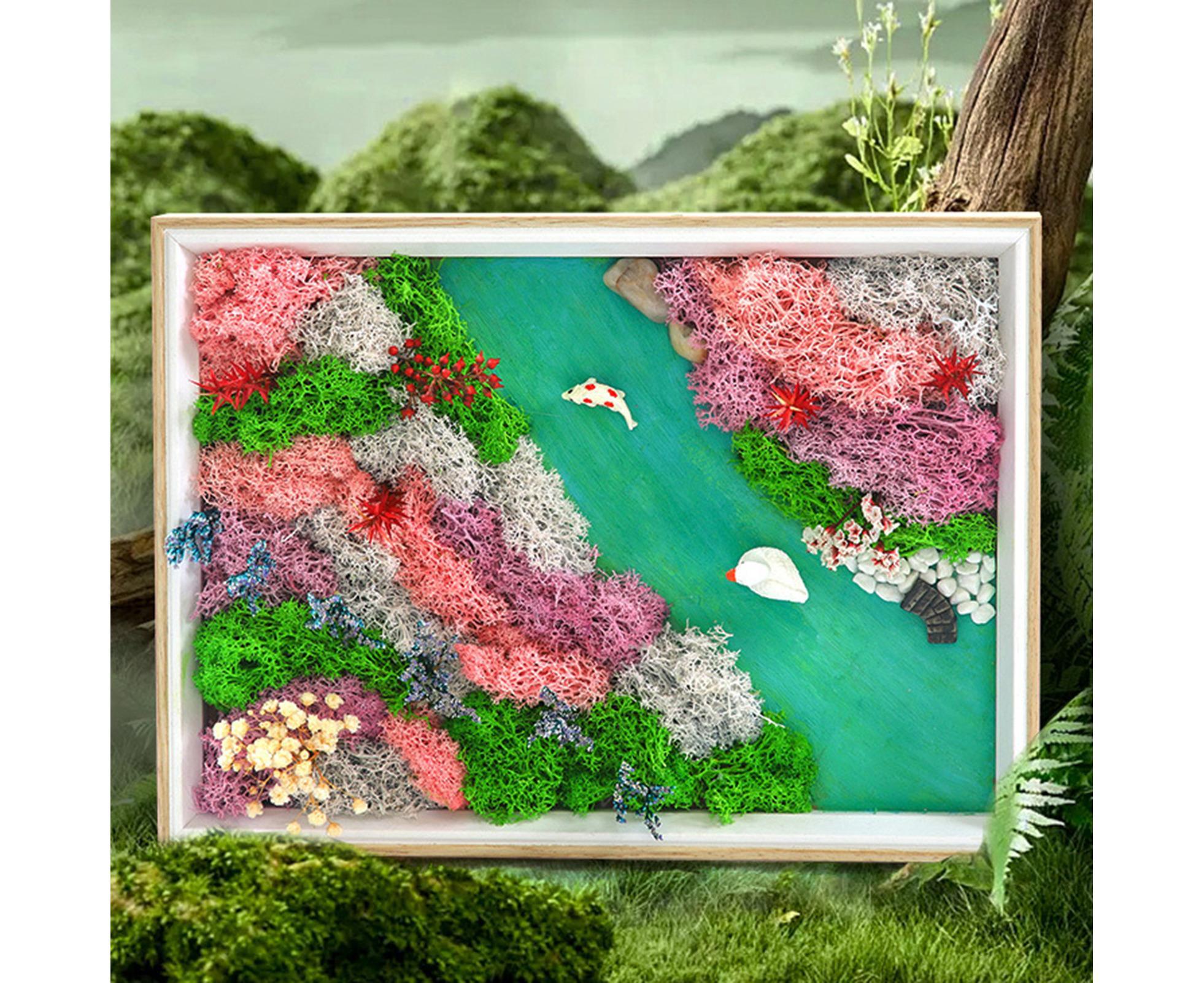 1 Set Everlasting Moss Painting Unique Creative Ocean World Picture with Photo Frame for Home Decoration - Image 5