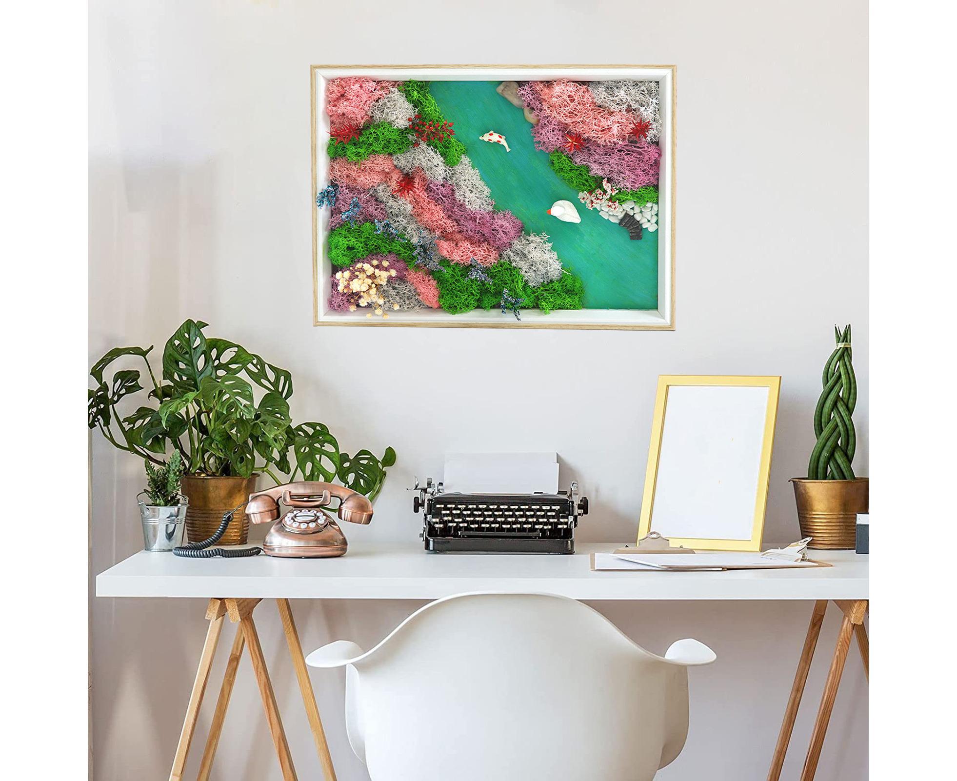 1 Set Everlasting Moss Painting Unique Creative Ocean World Picture with Photo Frame for Home Decoration - Image 6