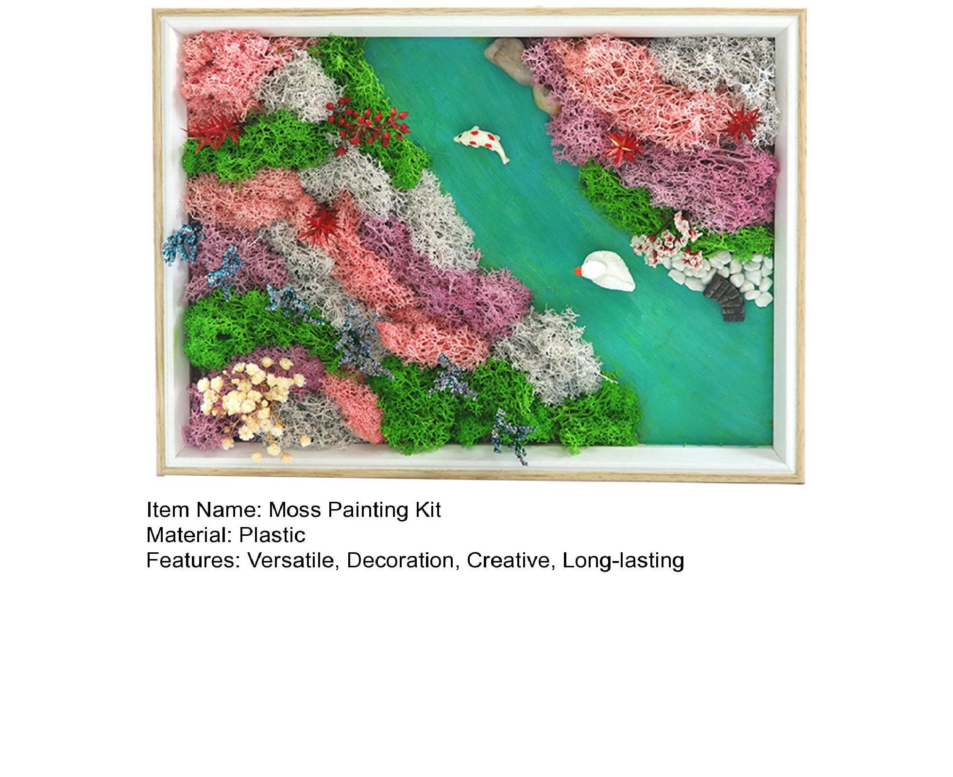 1 Set Everlasting Moss Painting Unique Creative Ocean World Picture with Photo Frame for Home Decoration - Image 7