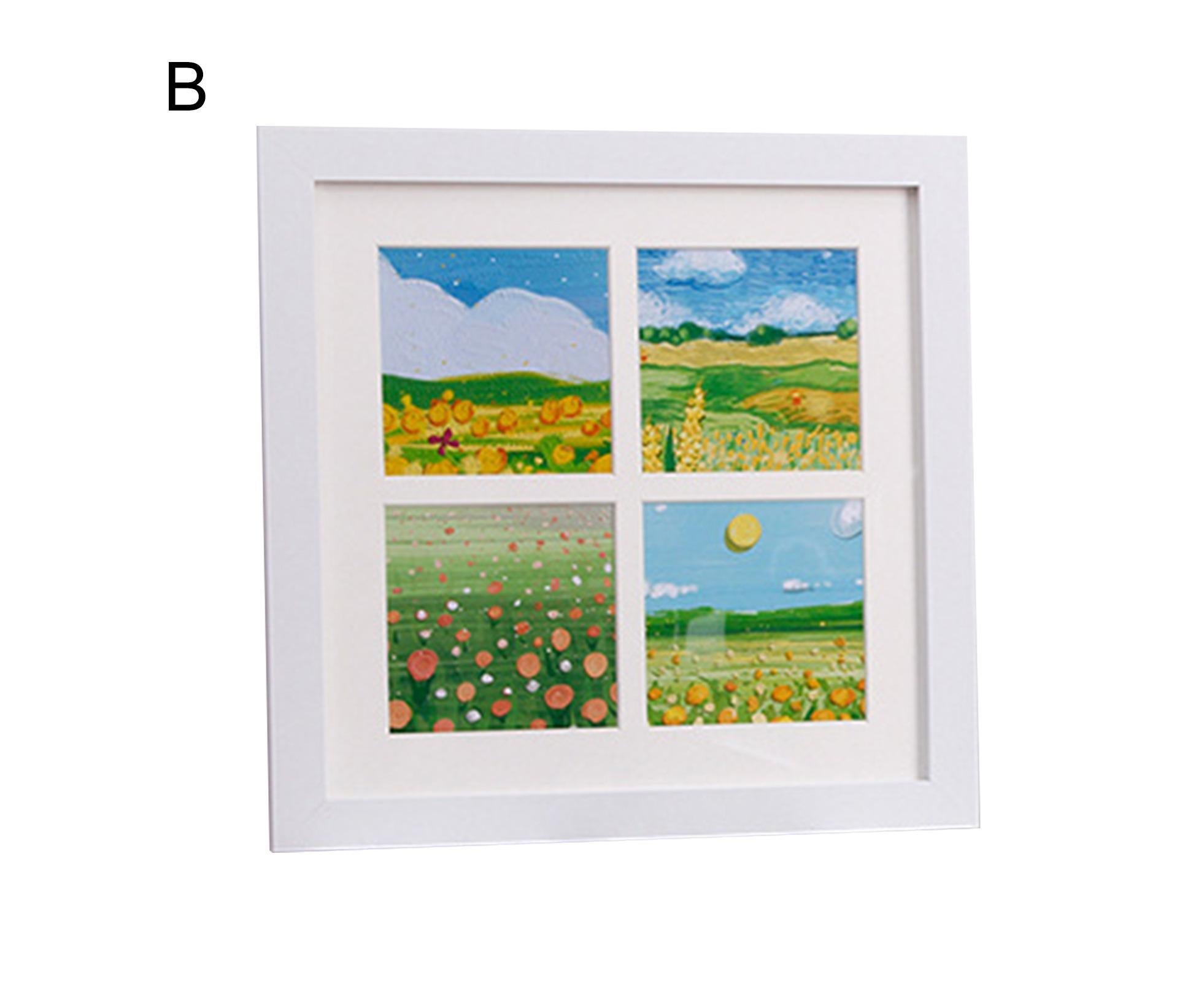 1 Set Painting Frame Not Easily Deformed Sturdy Square 4/9 Grids Picture Display Stands Home Supply - White - Image 3