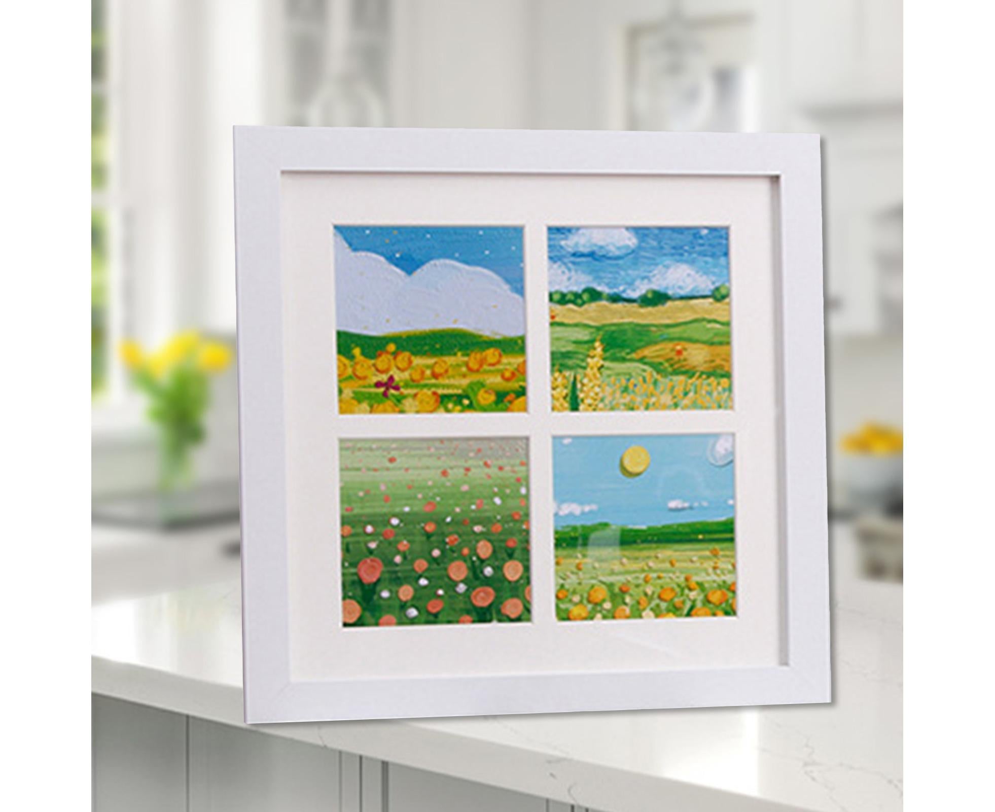 1 Set Painting Frame Not Easily Deformed Sturdy Square 4/9 Grids Picture Display Stands Home Supply - White - Image 5