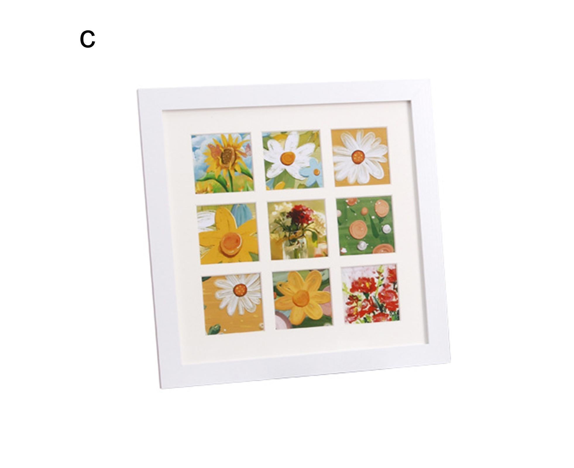 1 Set Painting Frame Not Easily Deformed Sturdy Square 4/9 Grids Picture Display Stands Home Supply - White - Image 3