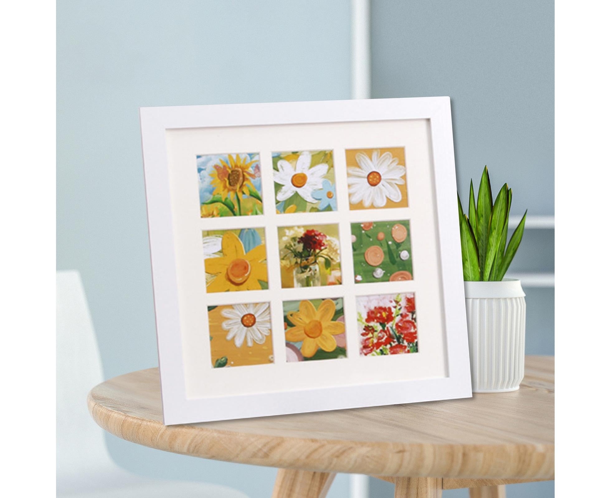 1 Set Painting Frame Not Easily Deformed Sturdy Square 4/9 Grids Picture Display Stands Home Supply - White - Image 4
