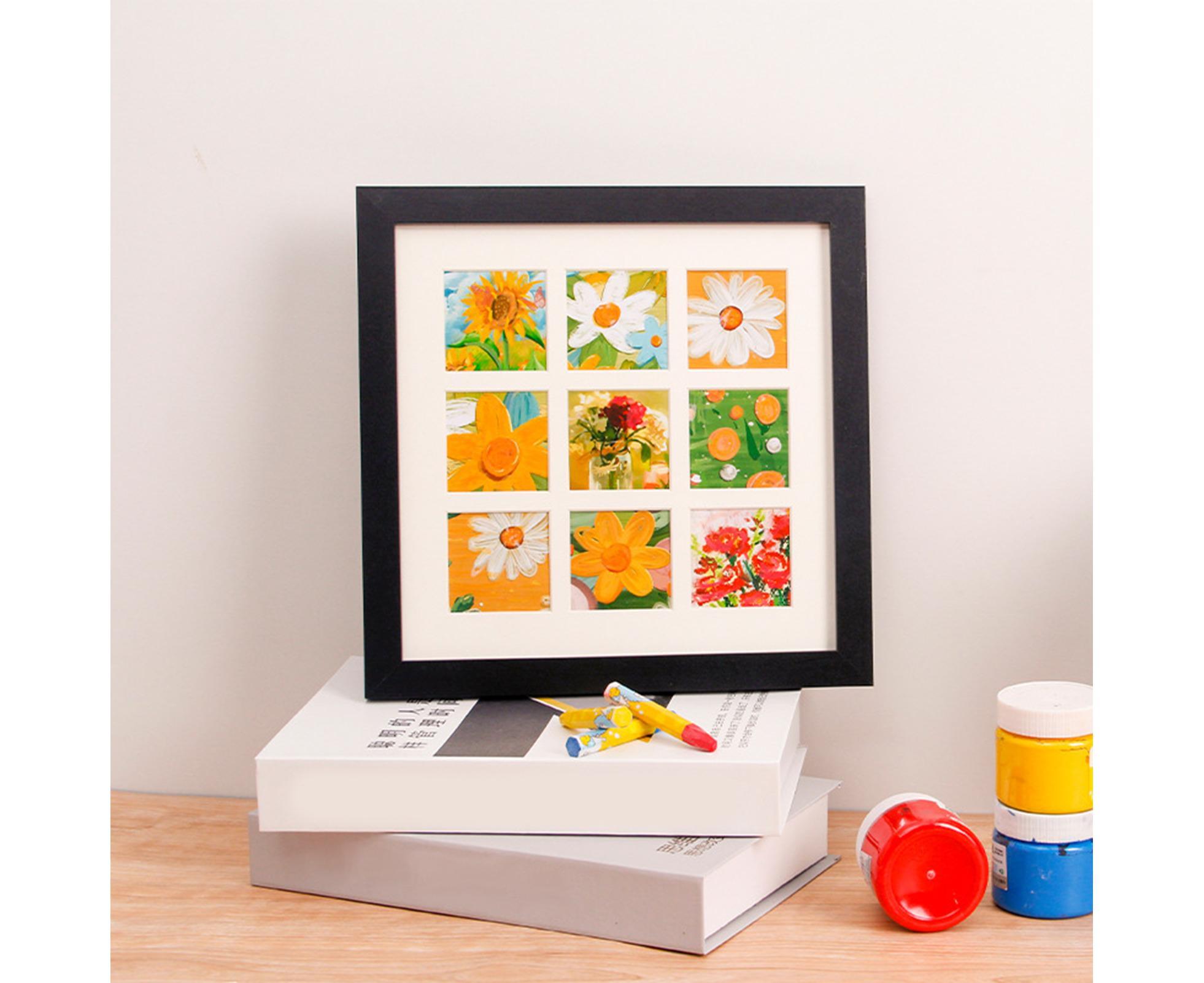 1 Set Painting Frame Not Easily Deformed Sturdy Square 4/9 Grids Picture Display Stands Home Supplylack - Image 5