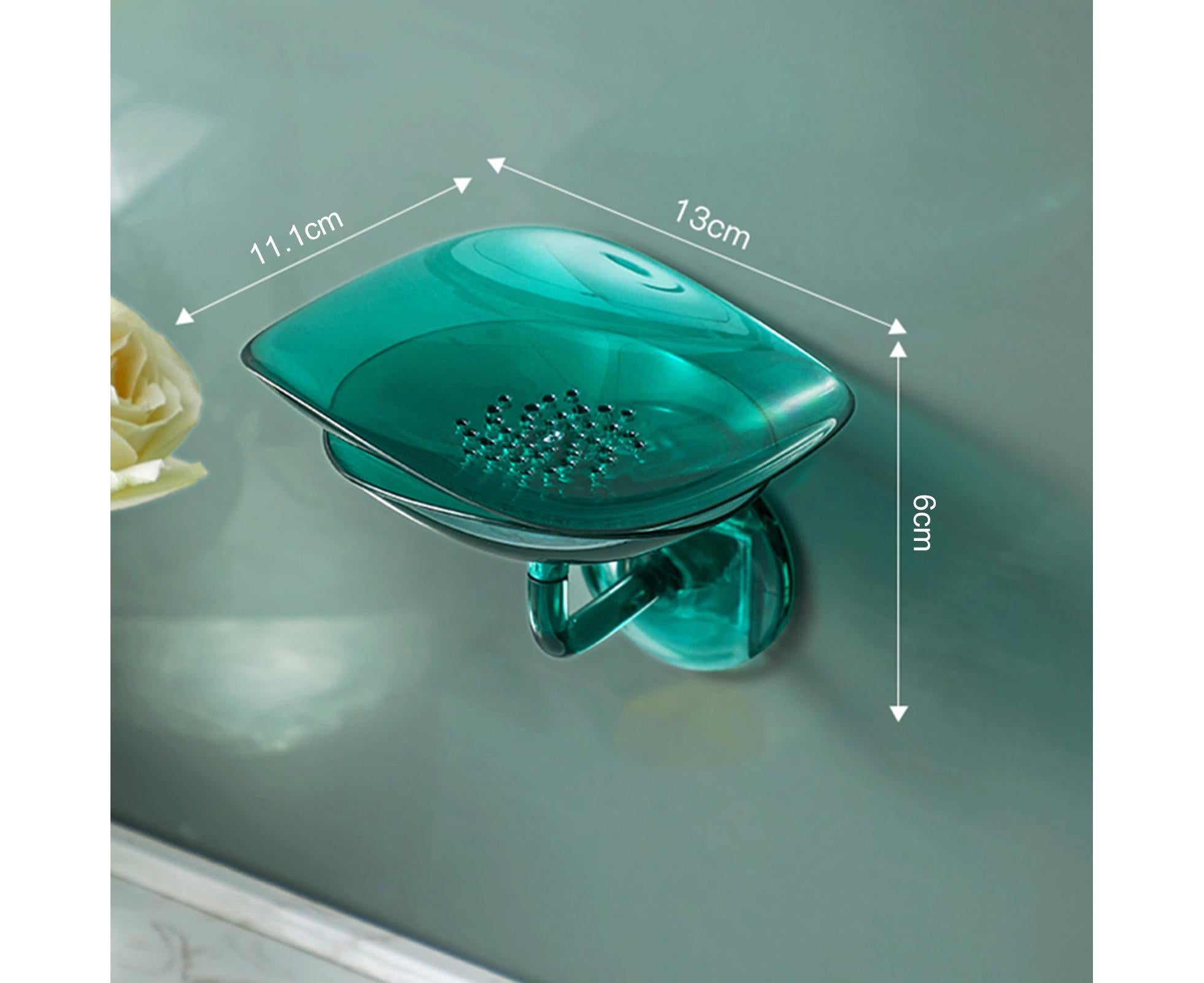 1 Set Soap Holder Wall Mounted Punch-free Self Adhesive with Draining Hole Petal Shape Bathroom Shower Soap Dish Household Supplies - Pink - Image 2