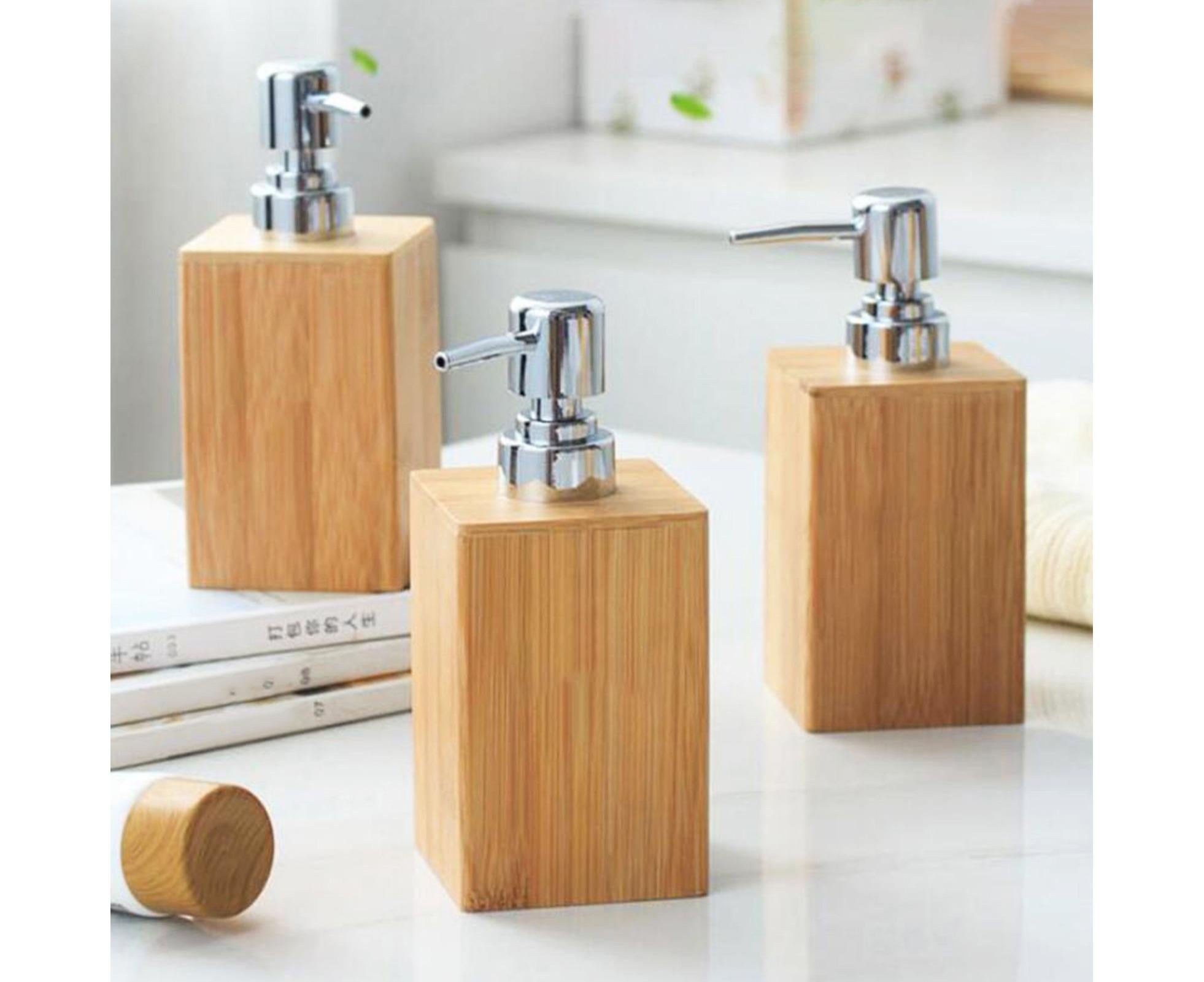 280ml Refillable Shampoo Liquid Soap Dispenser Empty Sub-bottling Storage Container Wooden Color Pump Design Shower Gel Bottle for Bathroom - Image 1