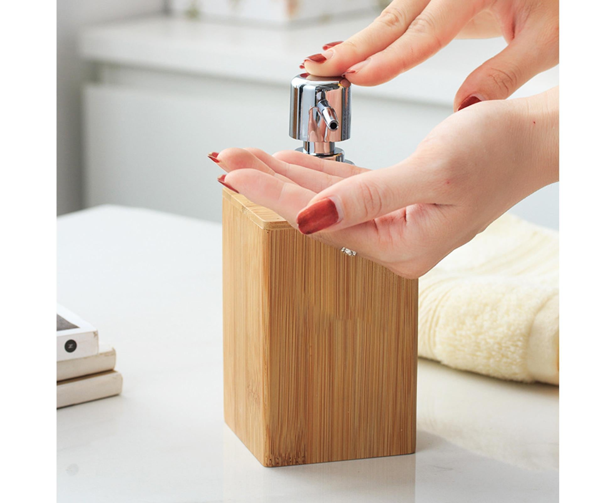 280ml Refillable Shampoo Liquid Soap Dispenser Empty Sub-bottling Storage Container Wooden Color Pump Design Shower Gel Bottle for Bathroom - Image 3