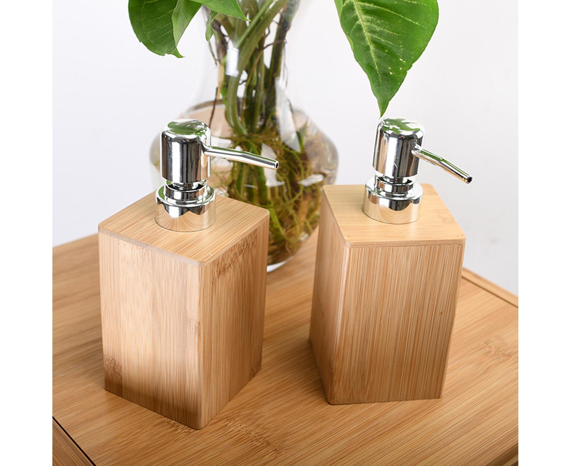 280ml Refillable Shampoo Liquid Soap Dispenser Empty Sub-bottling Storage Container Wooden Color Pump Design Shower Gel Bottle for Bathroom - Image 4