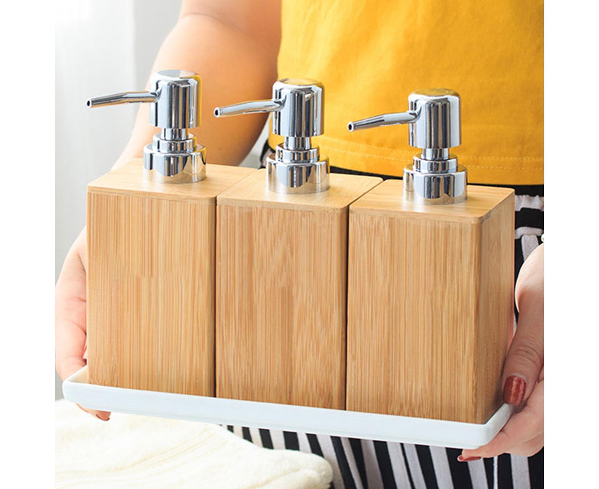 280ml Refillable Shampoo Liquid Soap Dispenser Empty Sub-bottling Storage Container Wooden Color Pump Design Shower Gel Bottle for Bathroom - Image 7