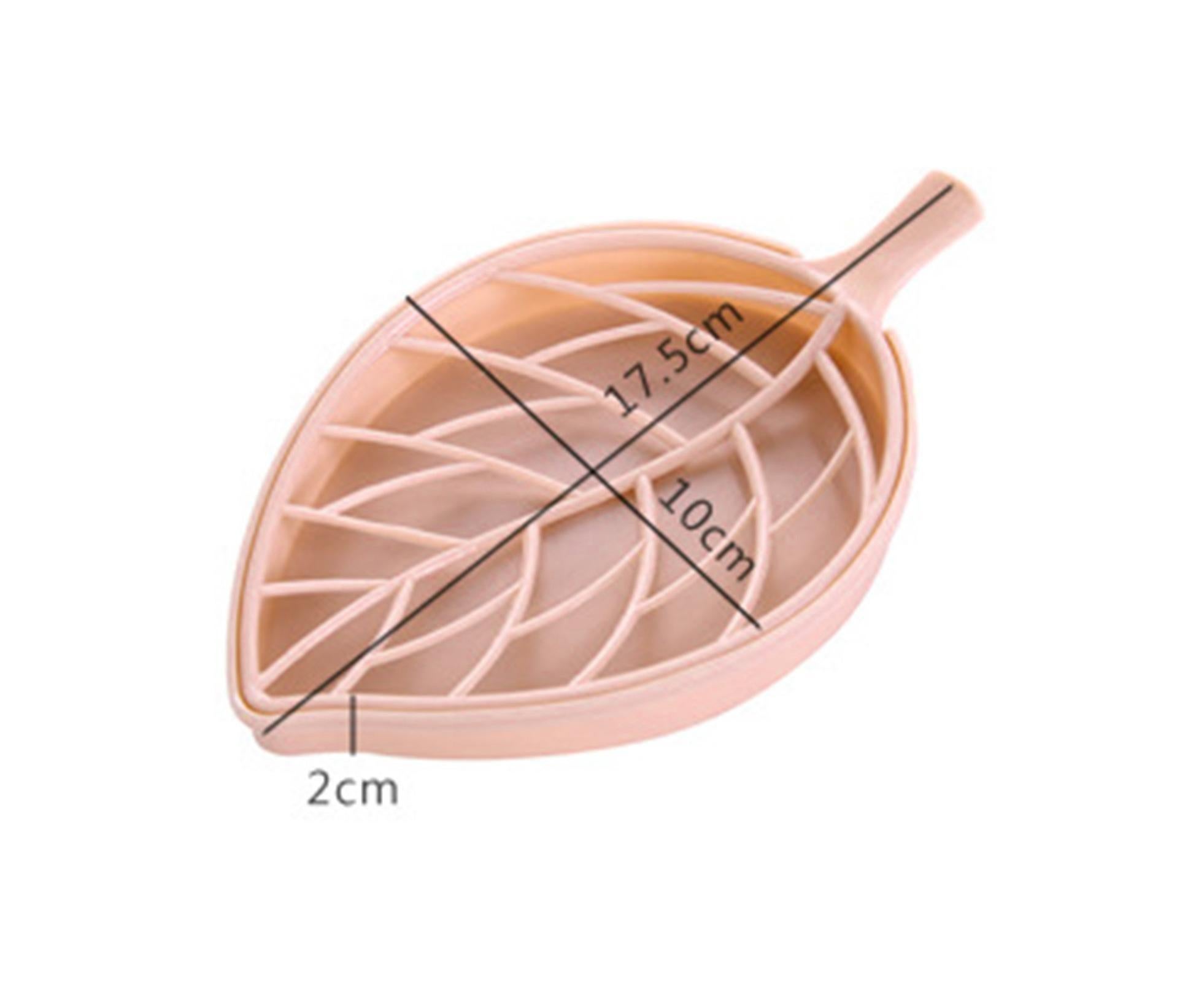 2Pcs Soap Drain Boxes Creative Shape Drainage Design High Durability Dual Layer Store Soaps Punch Free Leaf-Shaped Desktop Soap Trays for Bathroom-Green - Image 2