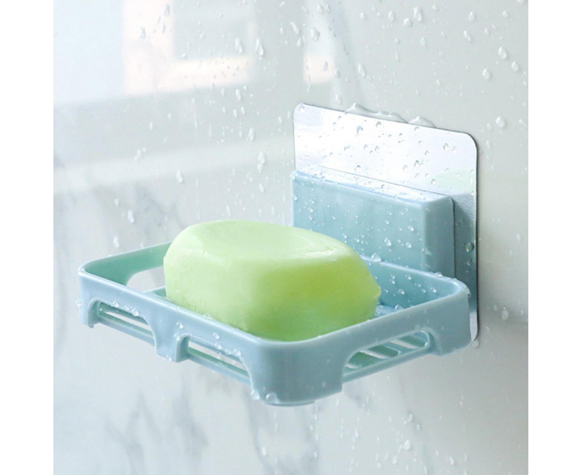 2Pcs/Set Soap Box No Drilling Easy to Install Ventilated Drained Wall Mounted Shower Soap Holder for Bathroom-Blue - Image 3