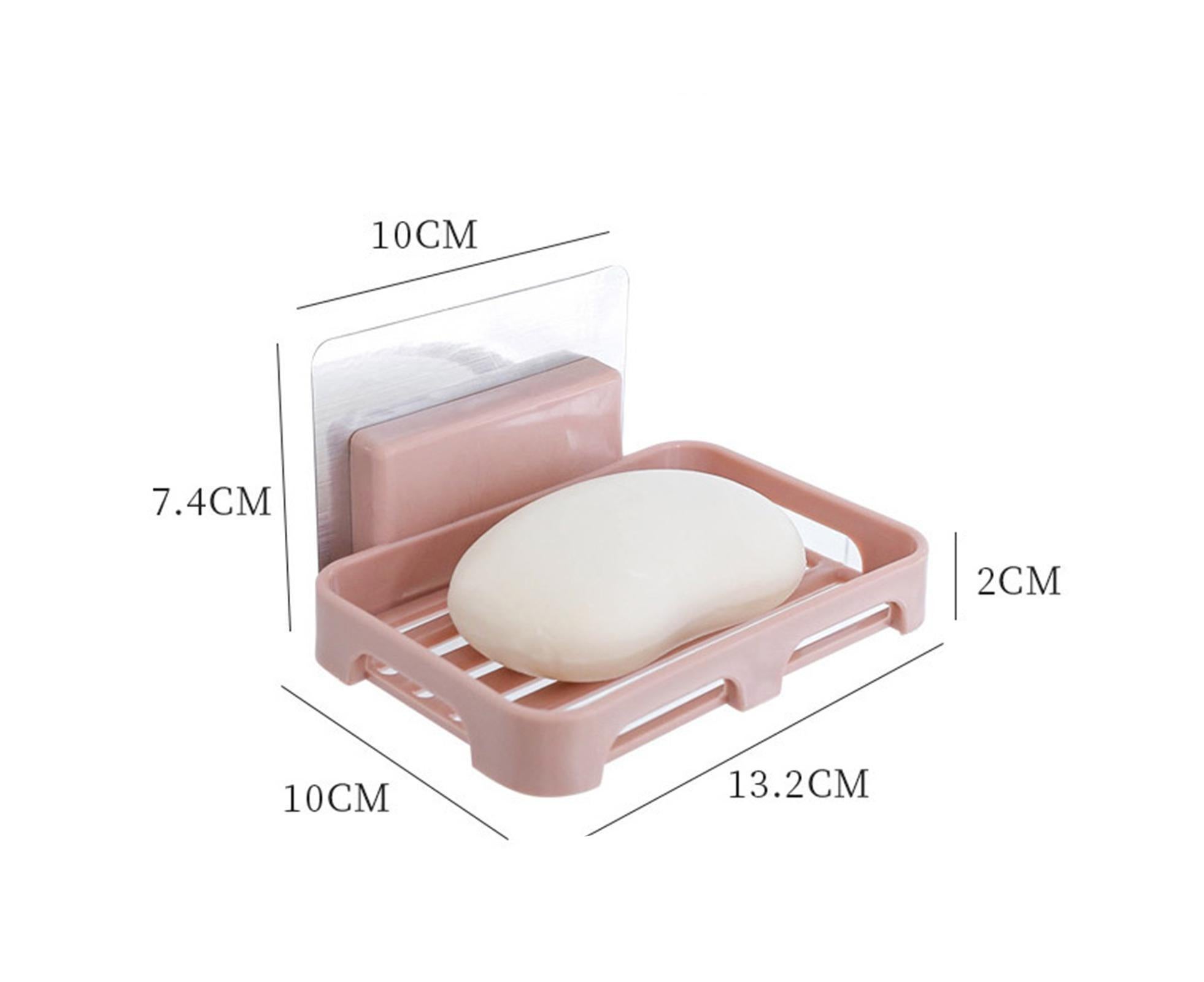 2Pcs/Set Soap Box No Drilling Easy to Install Ventilated Drained Wall Mounted Shower Soap Holder for Bathroom-White - Image 2
